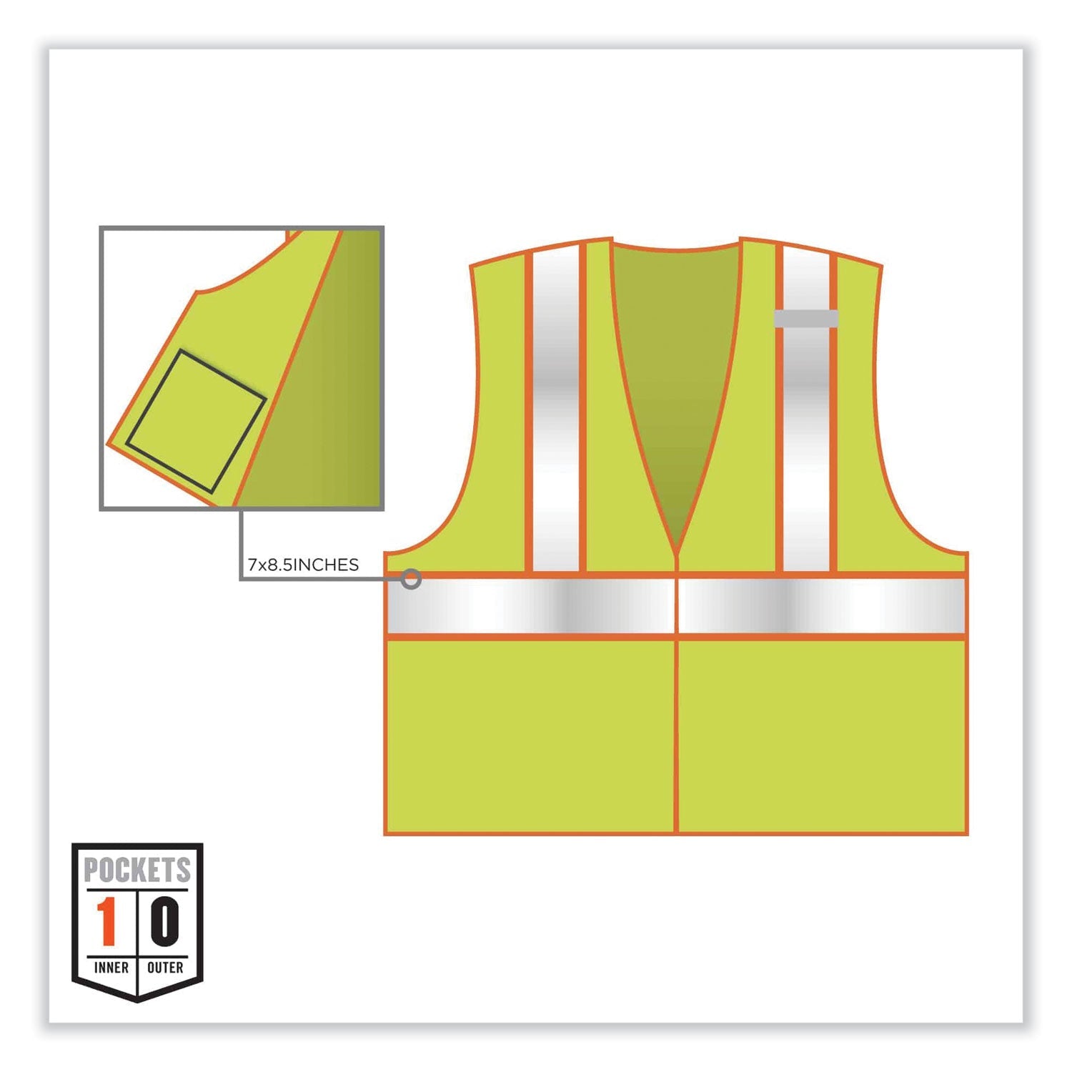 ergodyne® GloWear 8230Z Class 2 Two-Tone Mesh Zipper Vest, Polyester, 4X-Large/5X-Large, Lime