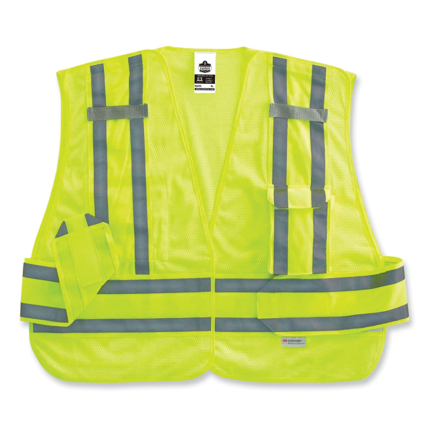 ergodyne® GloWear 8244PSV Class 2 Expandable Public Safety Hook and Loop Vest, Polyester, Medium/Large, Lime
