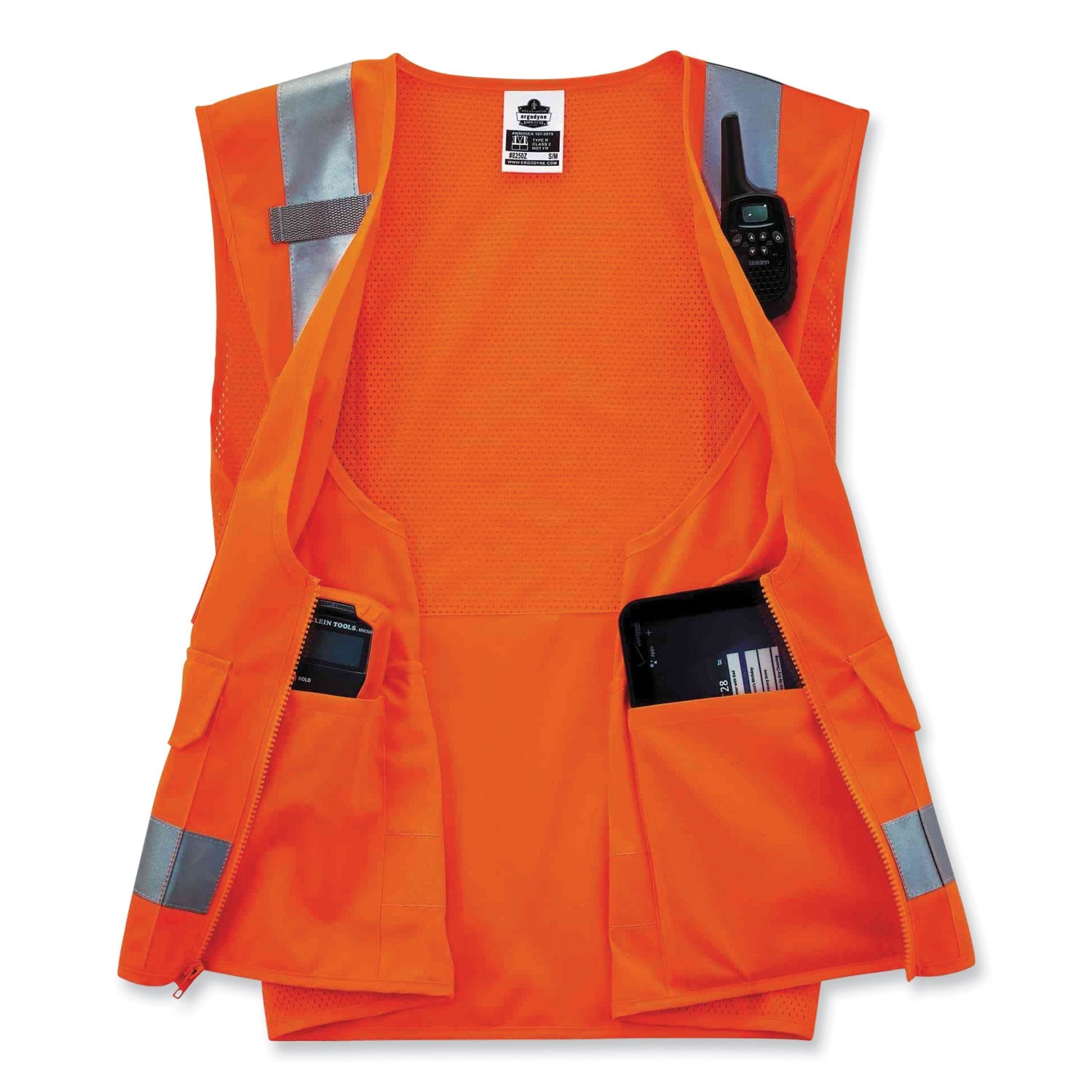 ergodyne® GloWear 8250Z Class 2 Surveyors Zipper Vest, Polyester, 2X-Large/3X-Large, Orange