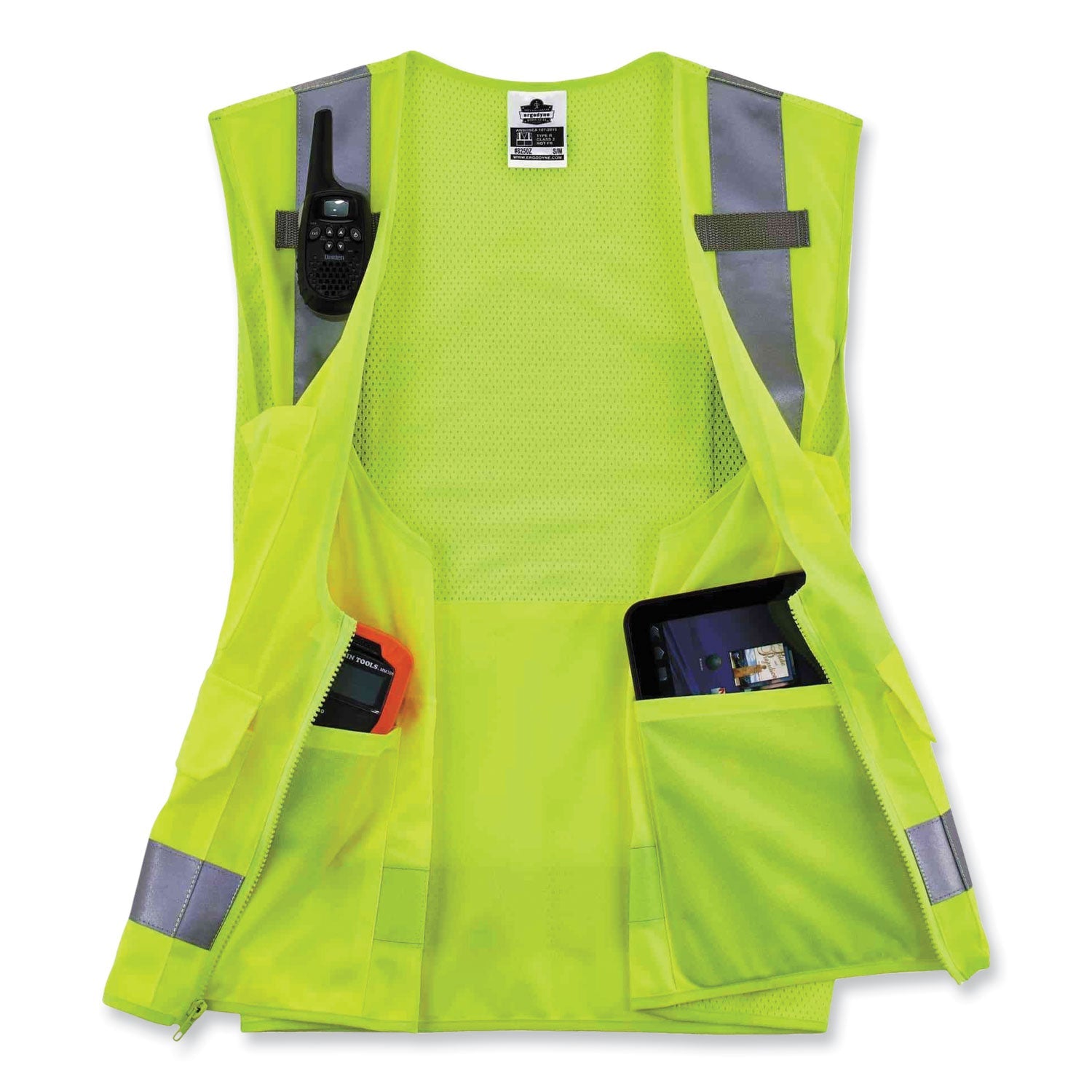 ergodyne® GloWear 8250Z Class 2 Surveyors Zipper Vest, Polyester, Large/X-Large, Lime