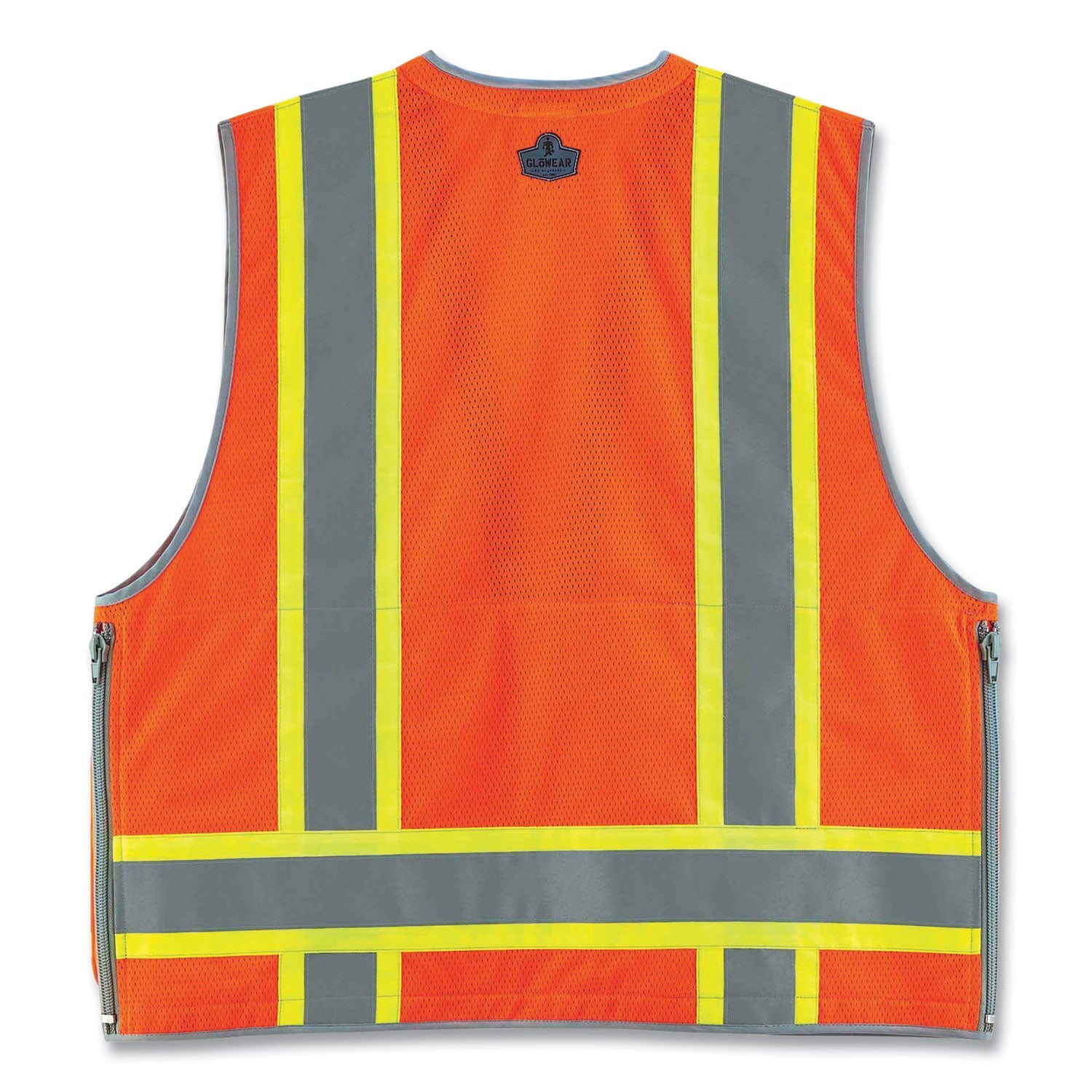 ergodyne® GloWear 8254HDZ Class 2 Heavy-Duty Surveyors Zipper Vest, Polyester, 4X-Large/5X-Large, Orange