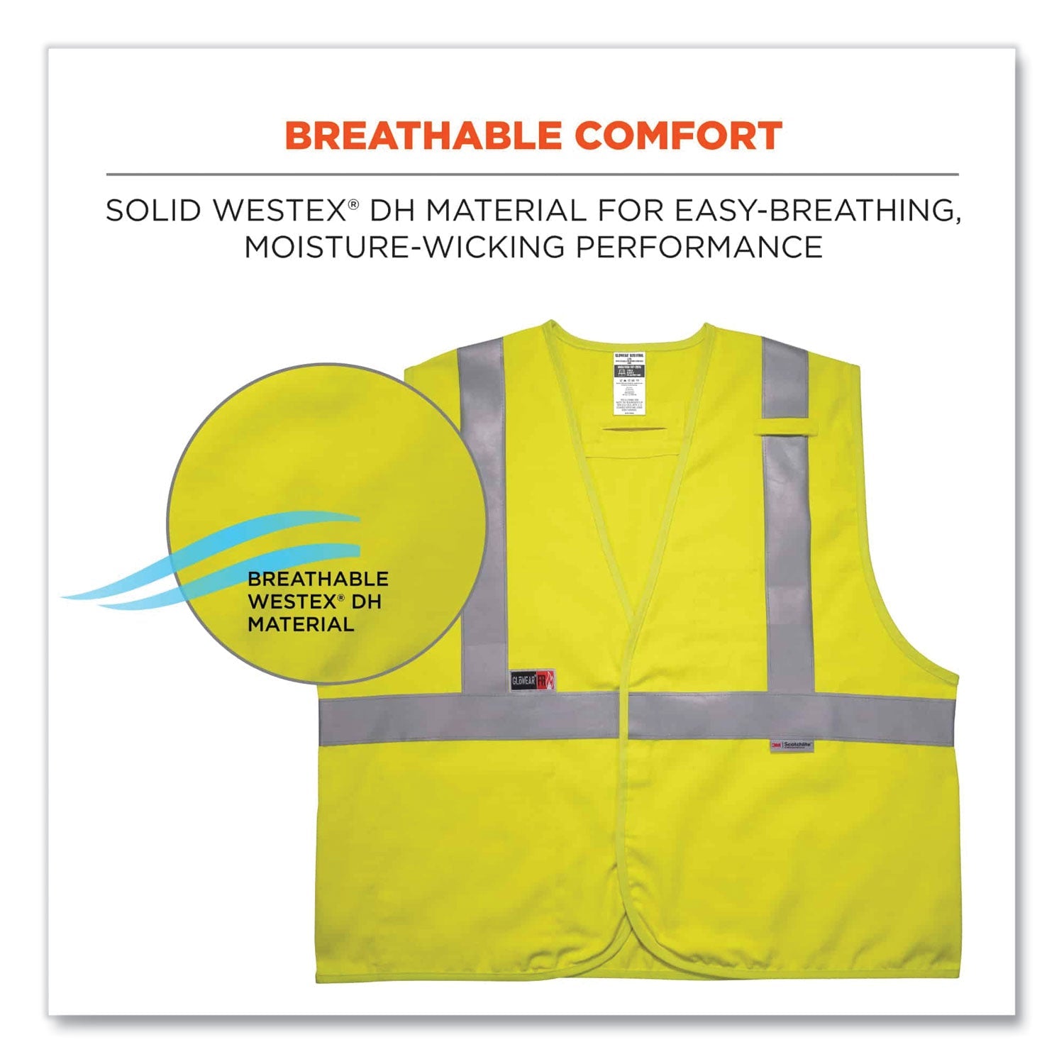 ergodyne® GloWear 8261FRHL Class 2 Dual Compliant FR Hook and Loop Safety Vest, Small/Medium, Lime