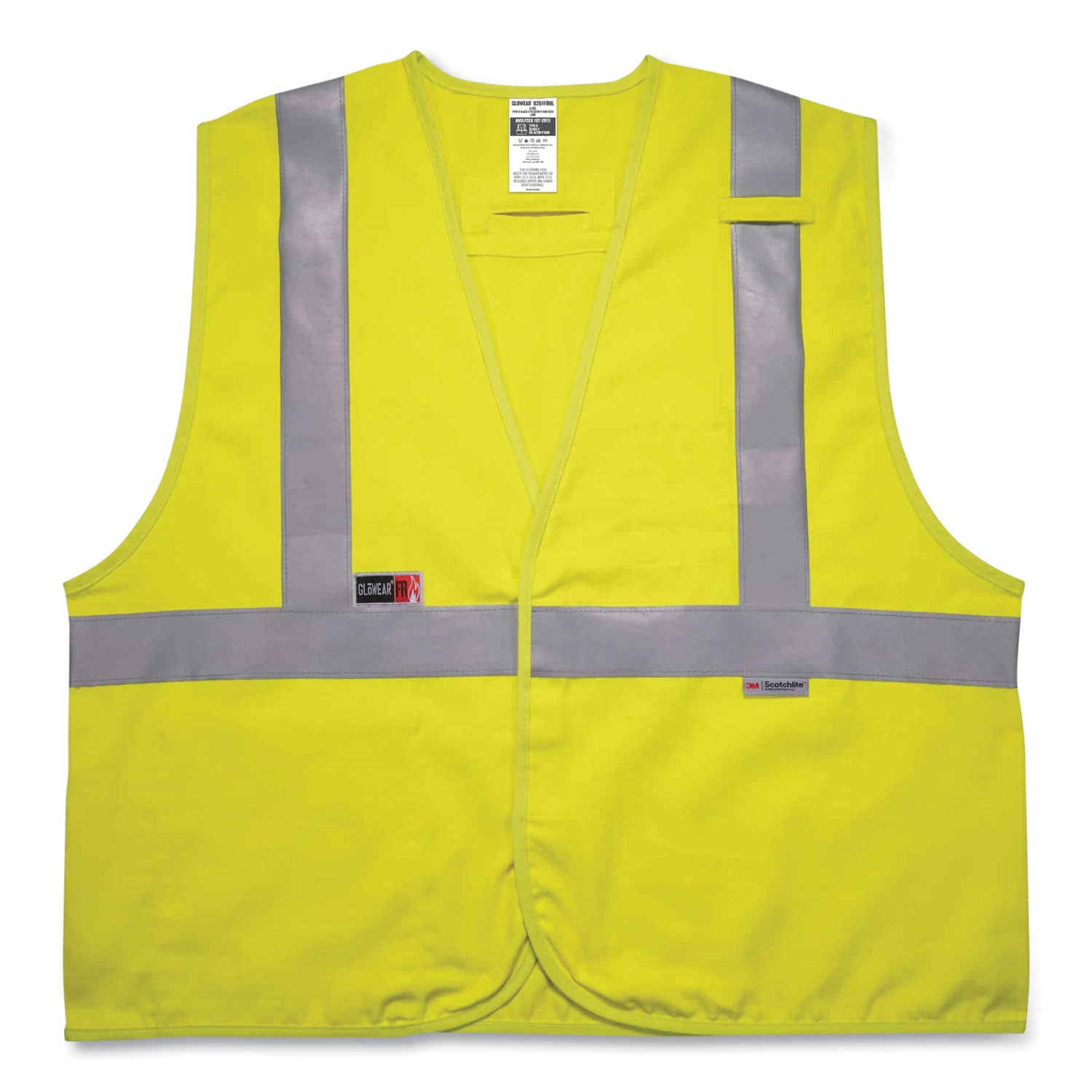 ergodyne® GloWear 8261FRHL Class 2 Dual Compliant FR Hook and Loop Safety Vest, Large/X-Large, Lime
