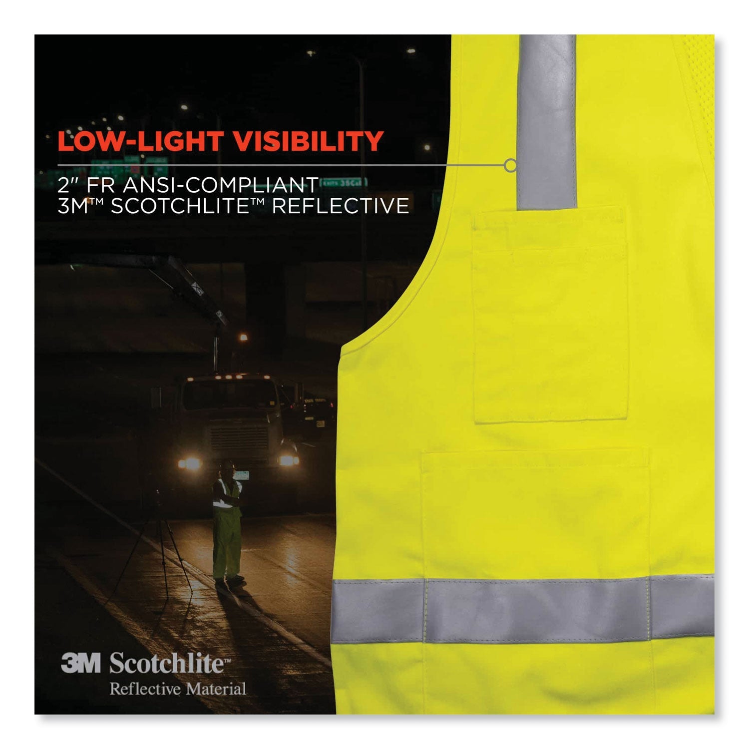ergodyne® GloWear 8262FRZ Class 2 FR Surveyor Zipper Vest, Tencel/Modacrylic/Para-aramid/Kevlar, Large/X-Large, Lime