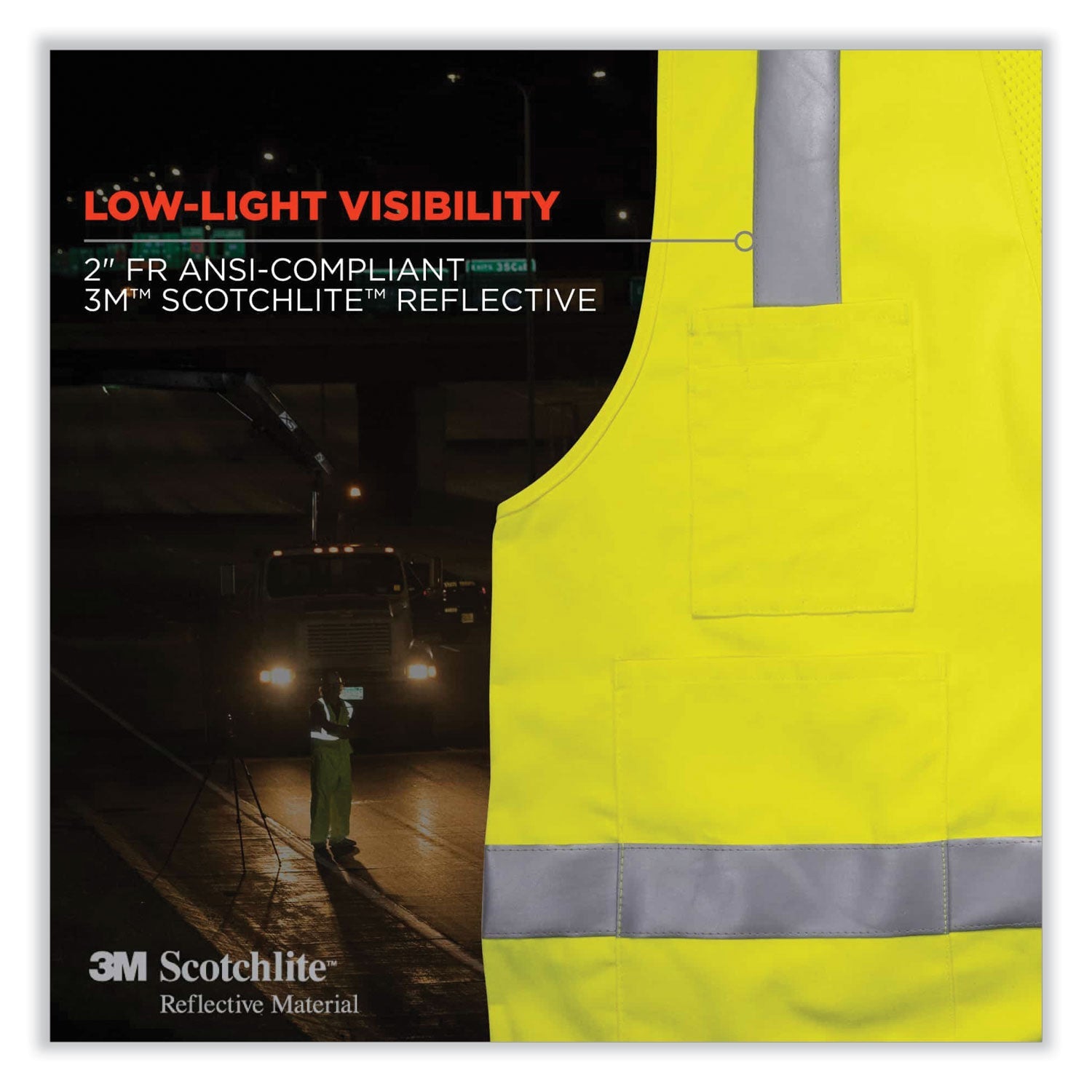ergodyne® GloWear 8262FRZ Class 2 FR Surveyor Zip Vest, Tencel/Modacrylic/Para-aramid/Kevlar, 2X-Large/3X-Large, Lime