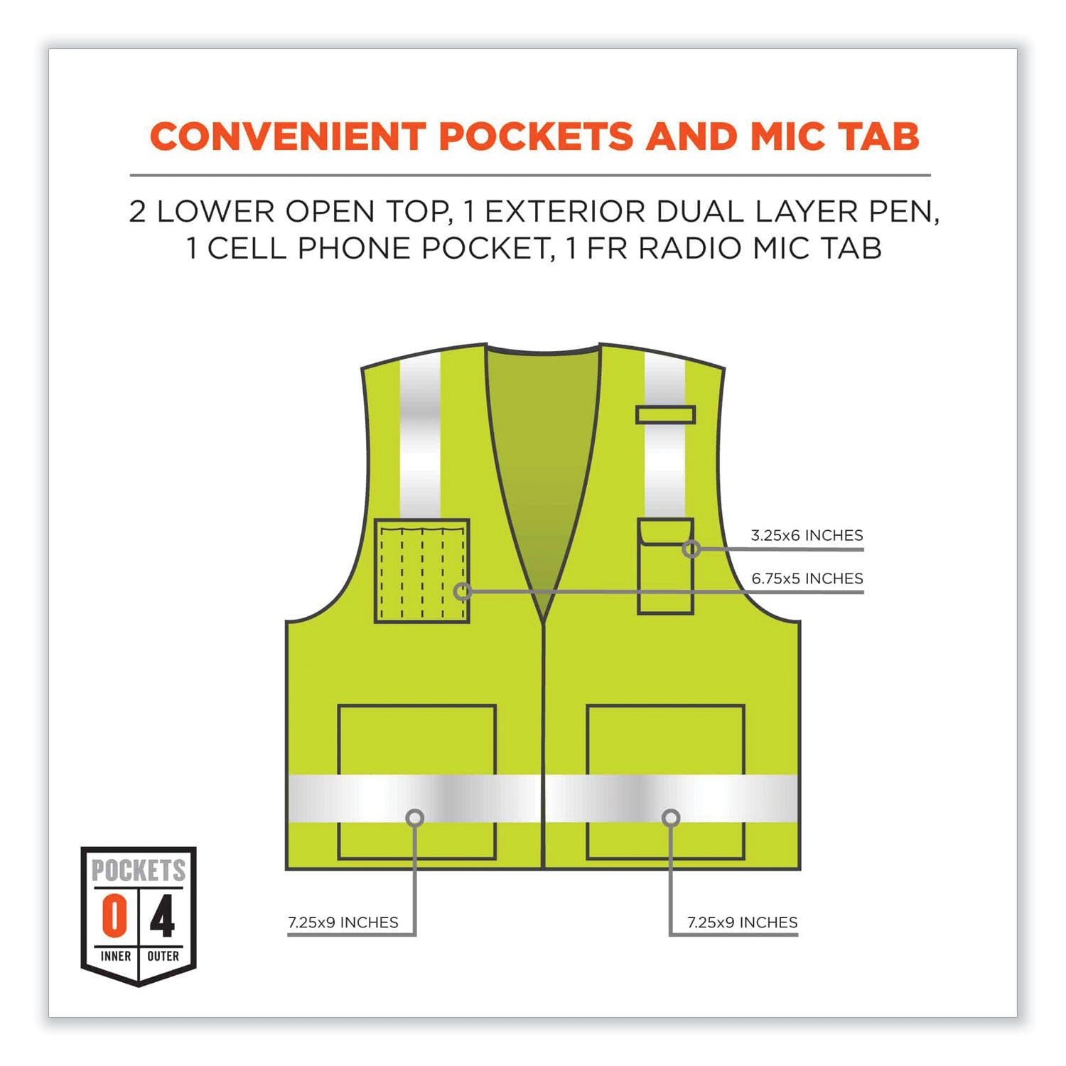 ergodyne® GloWear 8262FRZ Class 2 FR Surveyor Zip Vest, Tencel/Modacrylic/Para-aramid/Kevlar, 2X-Large/3X-Large, Lime