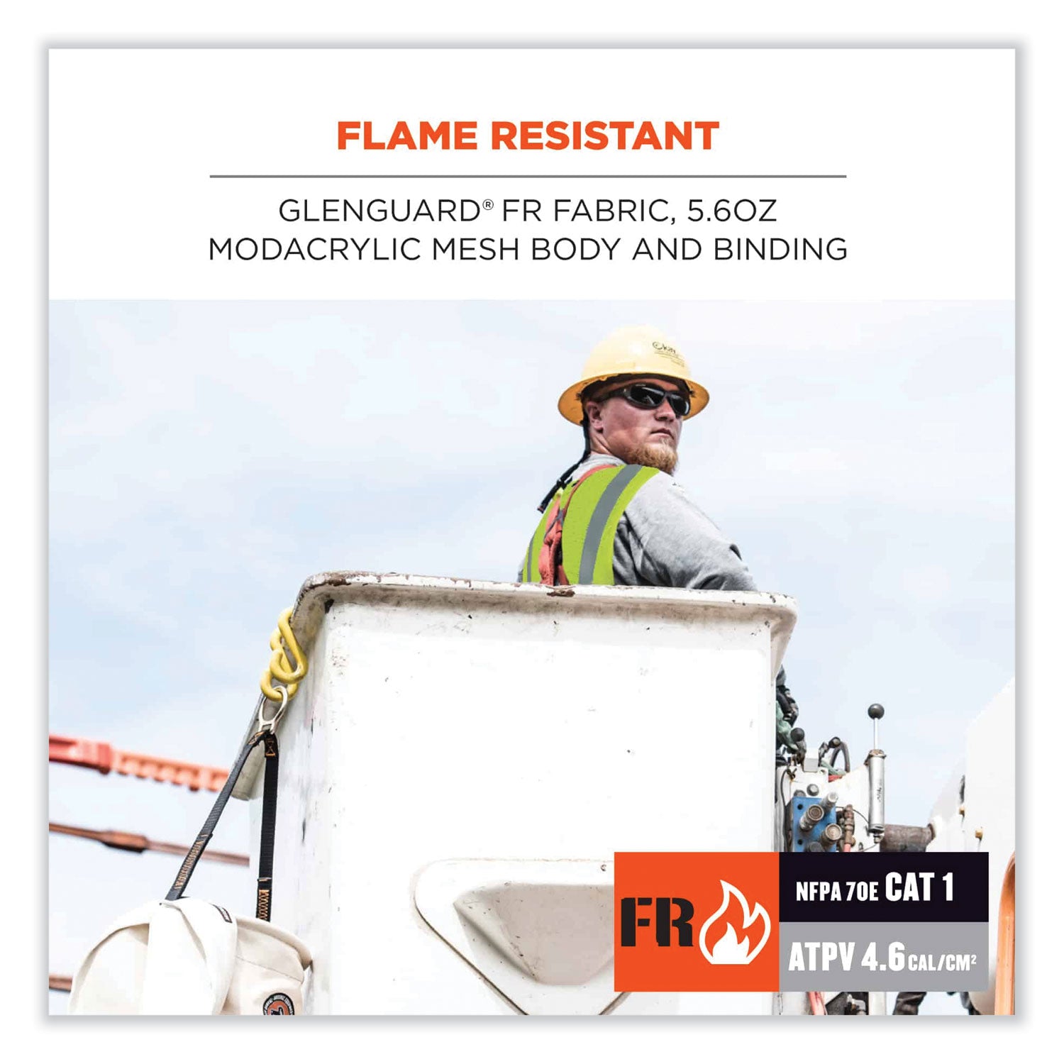 ergodyne® GloWear 8260FRHL Class 2 FR Safety Hook and Loop Vest, Modacrylic/Kevlar, 4X-Large/5X-Large, Lime
