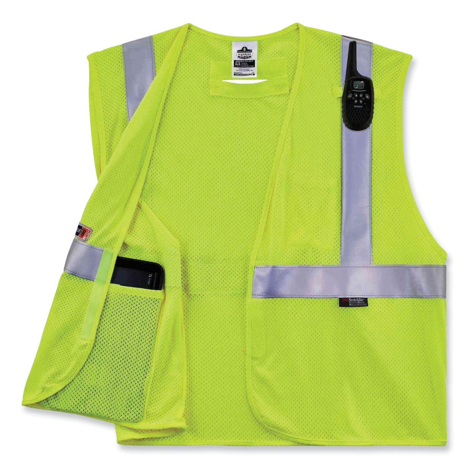 ergodyne® GloWear 8260FRHL Class 2 FR Safety Hook and Loop Vest, Modacrylic/Kevlar, 4X-Large/5X-Large, Lime