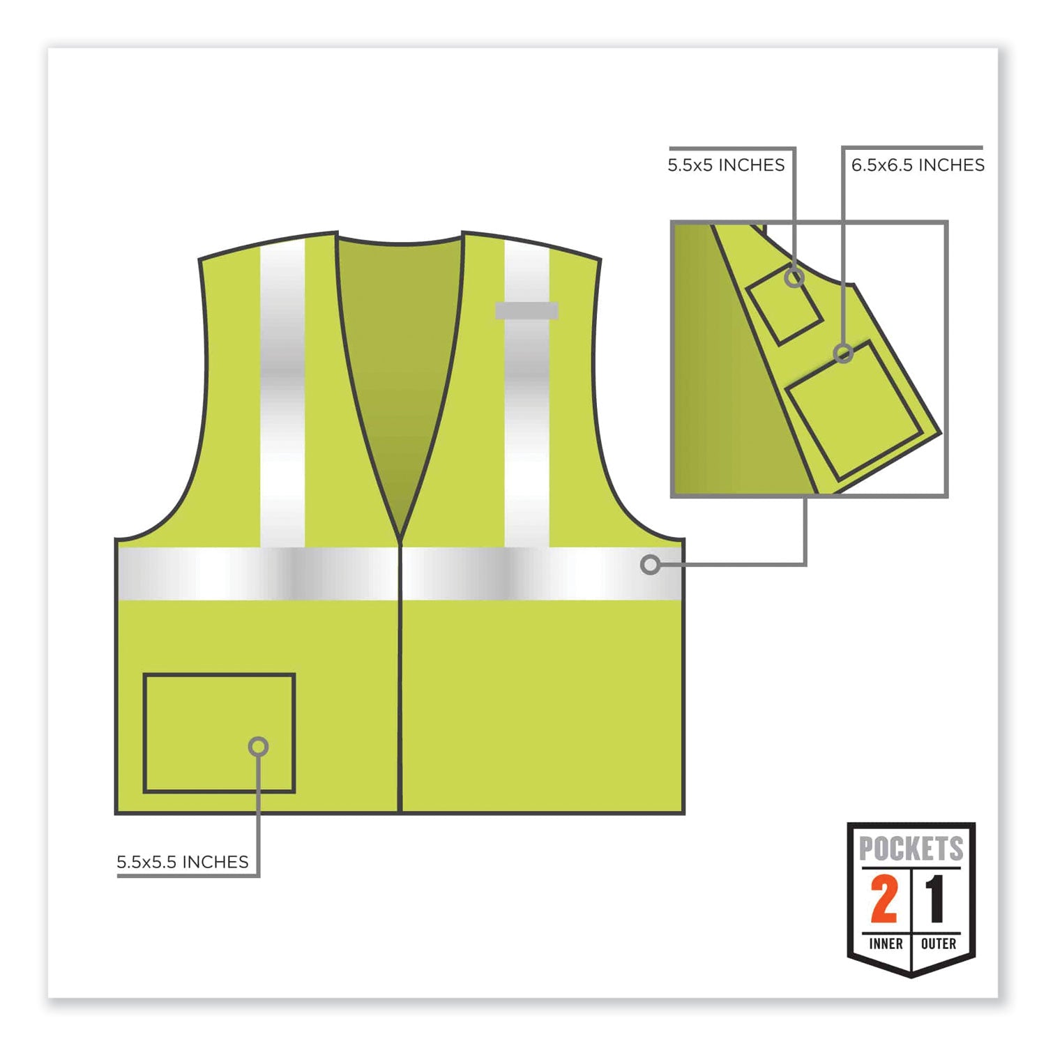 ergodyne® GloWear 8217BA Class 2 Breakaway Mesh Vest, Polyester, Small/Medium, Lime - Bloom Skins