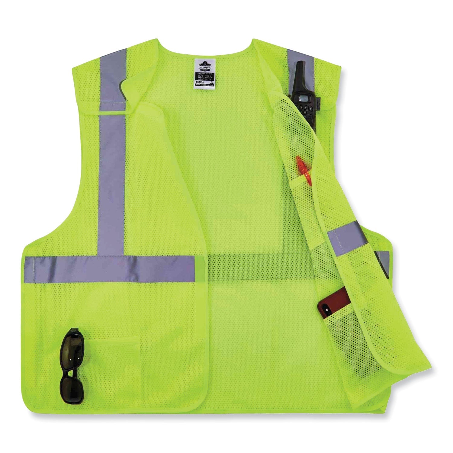 ergodyne® GloWear 8217BA Class 2 Breakaway Mesh Vest, Polyester, Small/Medium, Lime - Bloom Skins
