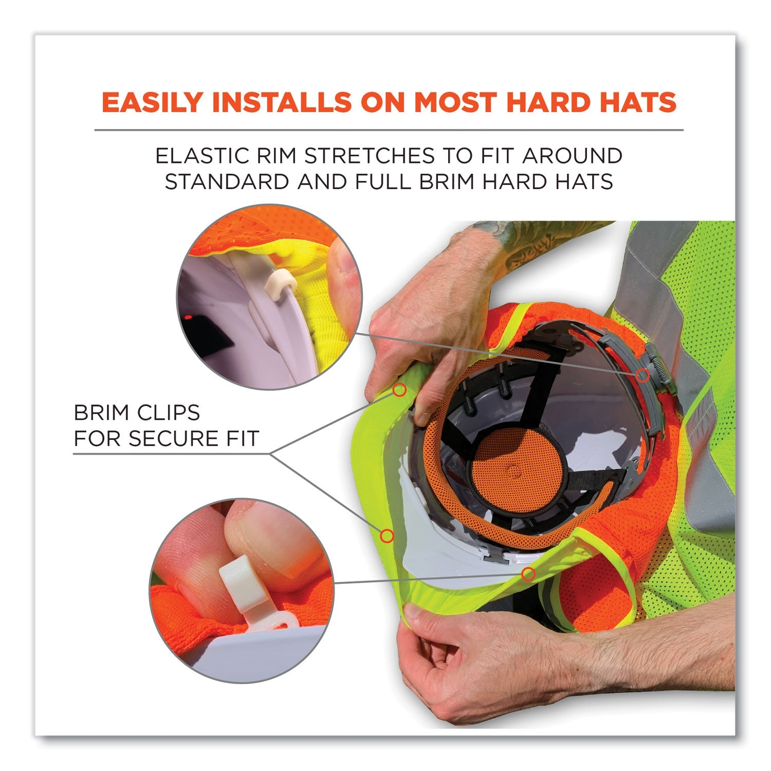 ergodyne® GloWear 8005 Hi-Vis Hard Hat Neck Shade, 20 x 12.5, Lime