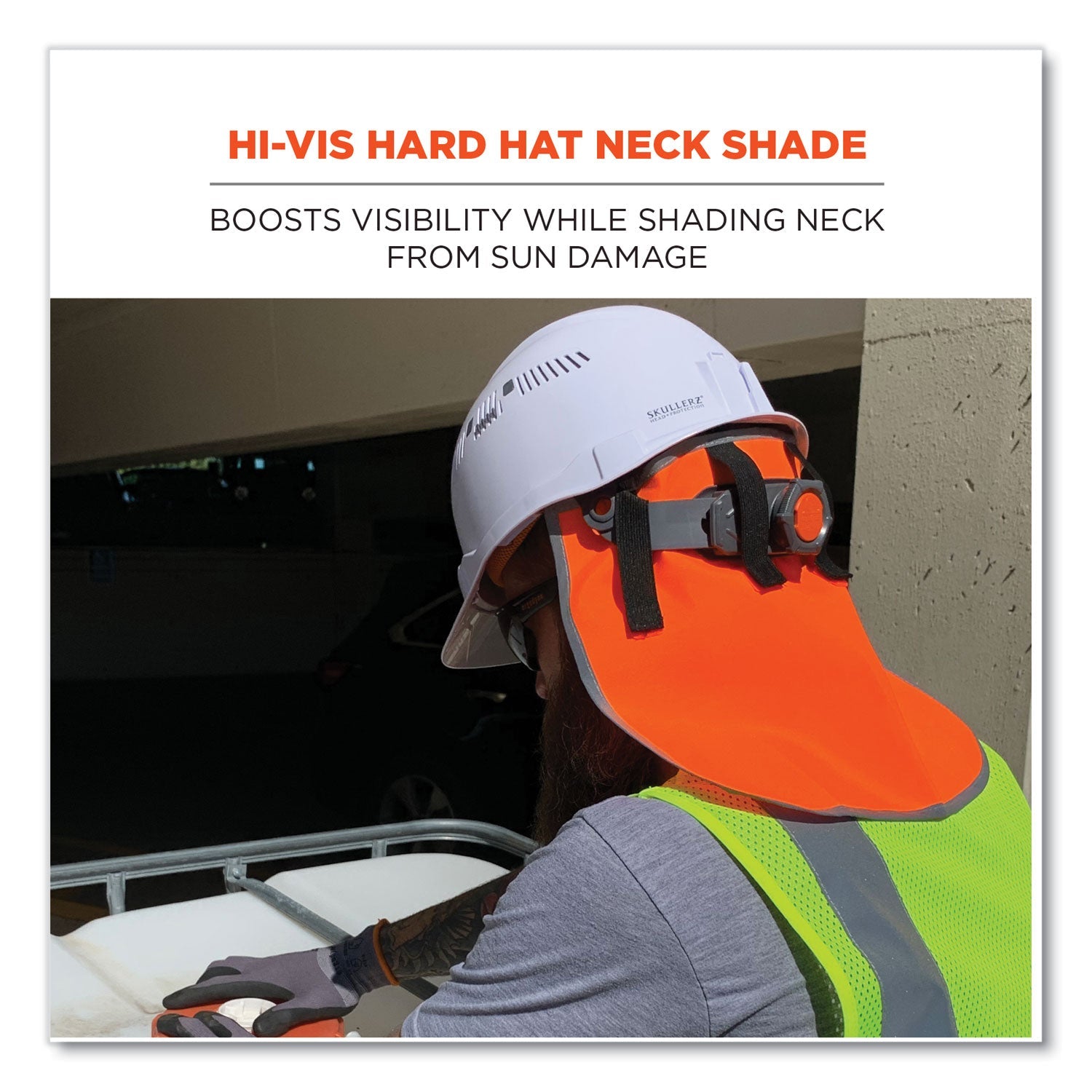 ergodyne® GloWear 8006 Hi-Vis Hard Hat Neck Shade, 12.25 x 10.5, Orange