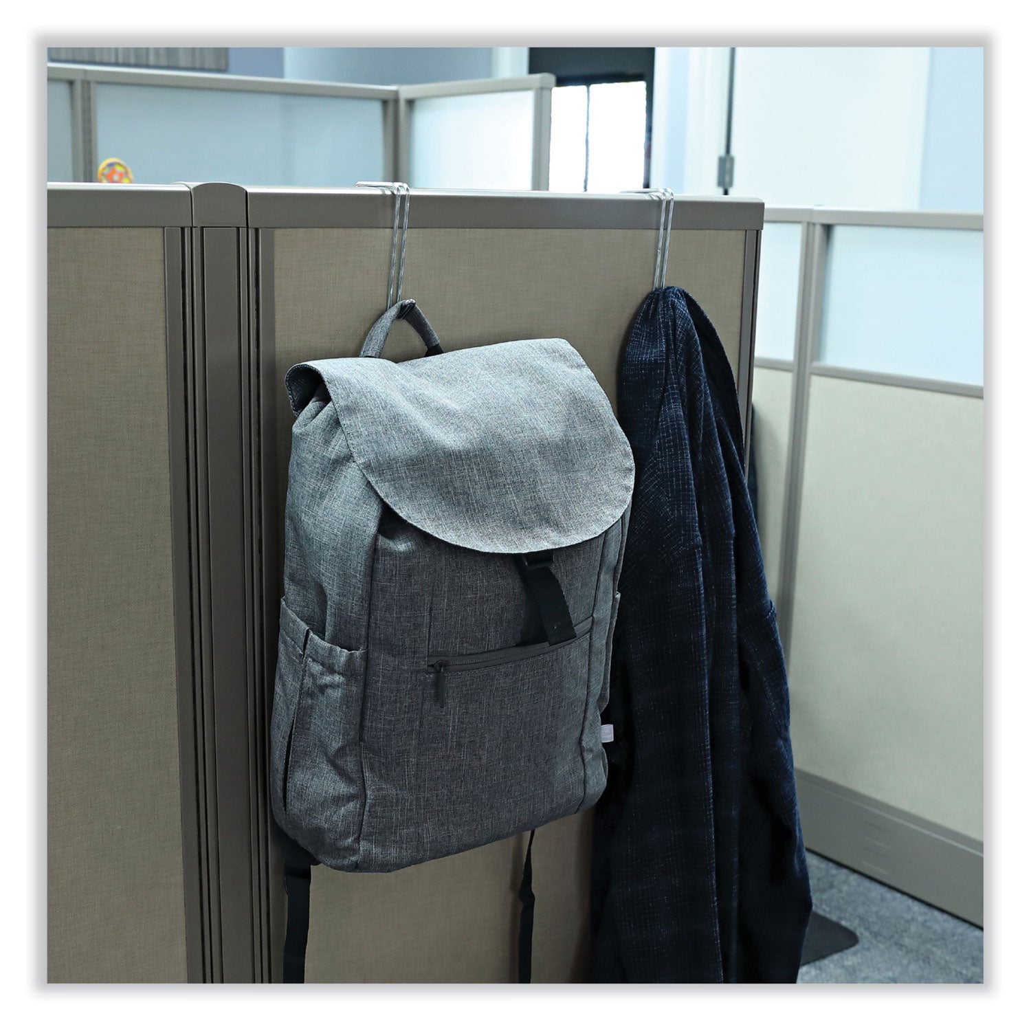 Alera® Single Sided Partition Garment Hook, Steel, 0.5 x 3.13 x 4.75, Over-the-Door/Over-the-Panel Mount, Silver, 2/Pack