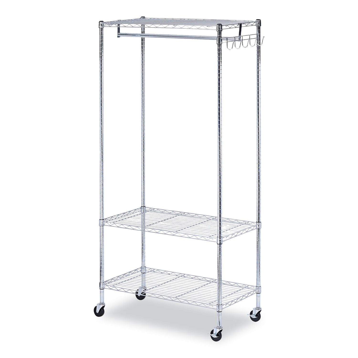 Alera® Wire Shelving Garment Rack, 30 Garments, 36w X 18d X 75h, Silver
