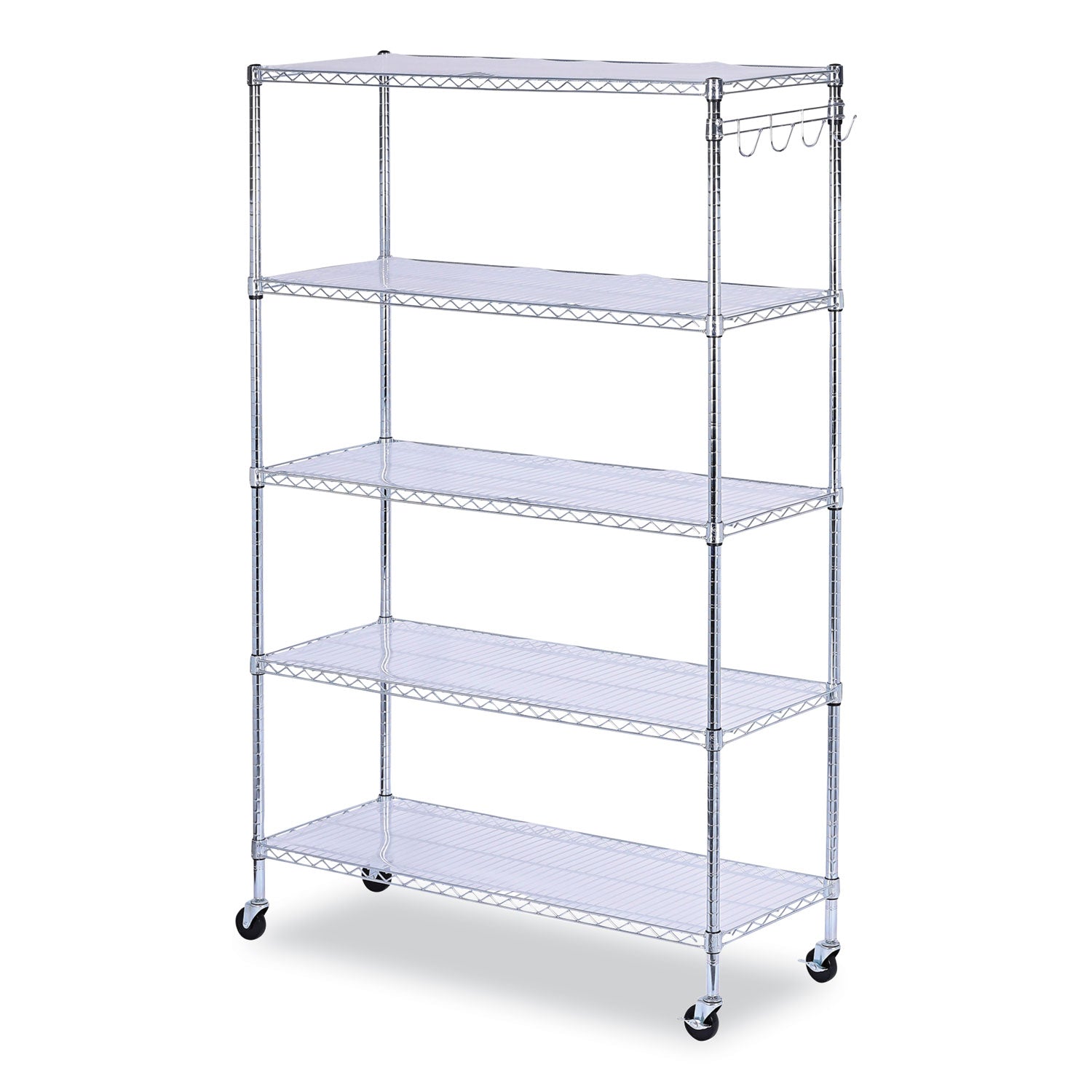 5-Shelf Wire Shelving Kit with Casters | Silver