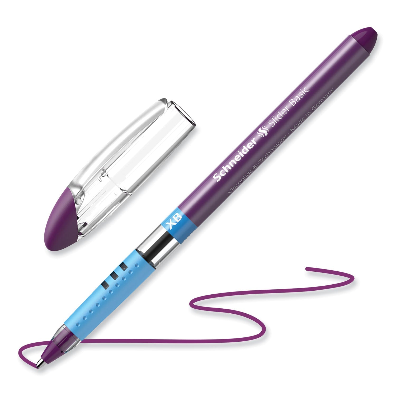 Schneider® Slider Basic Ballpoint Pen, Stick, Extra-Bold 1.4 mm, Violet Ink, Violet Barrel, 10/Box
