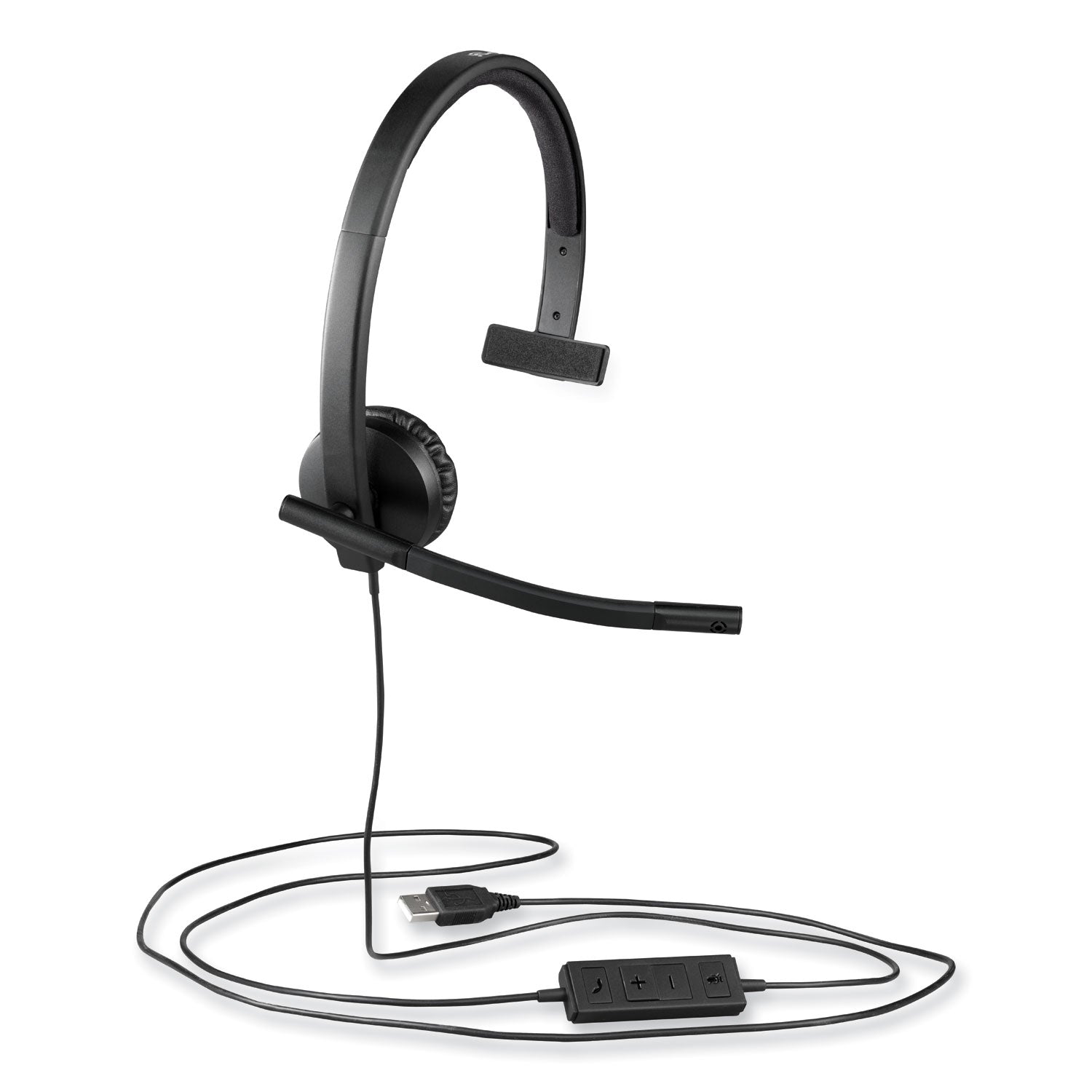 Logitech® H570e Monaural Over The Head Wired Headset, Black