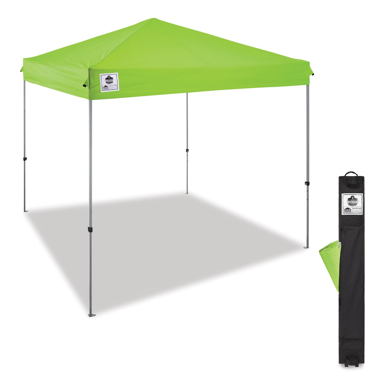 ergodyne® Shax 6010 Lightweight Pop-Up Tent, Single Skin, 10 ft x 10 ft, Polyester/Steel, Lime