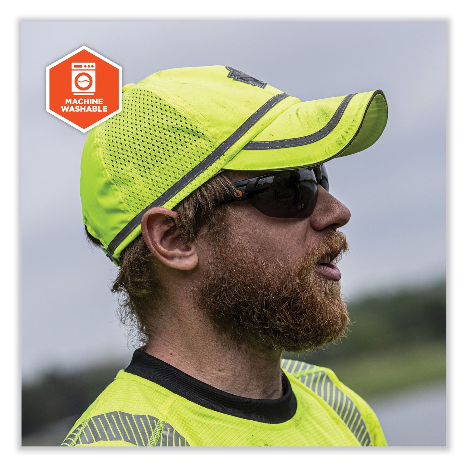 ergodyne® GloWear 8930 Hi-Vis Baseball Cap, Polyester, One Size Fits Most, Lime