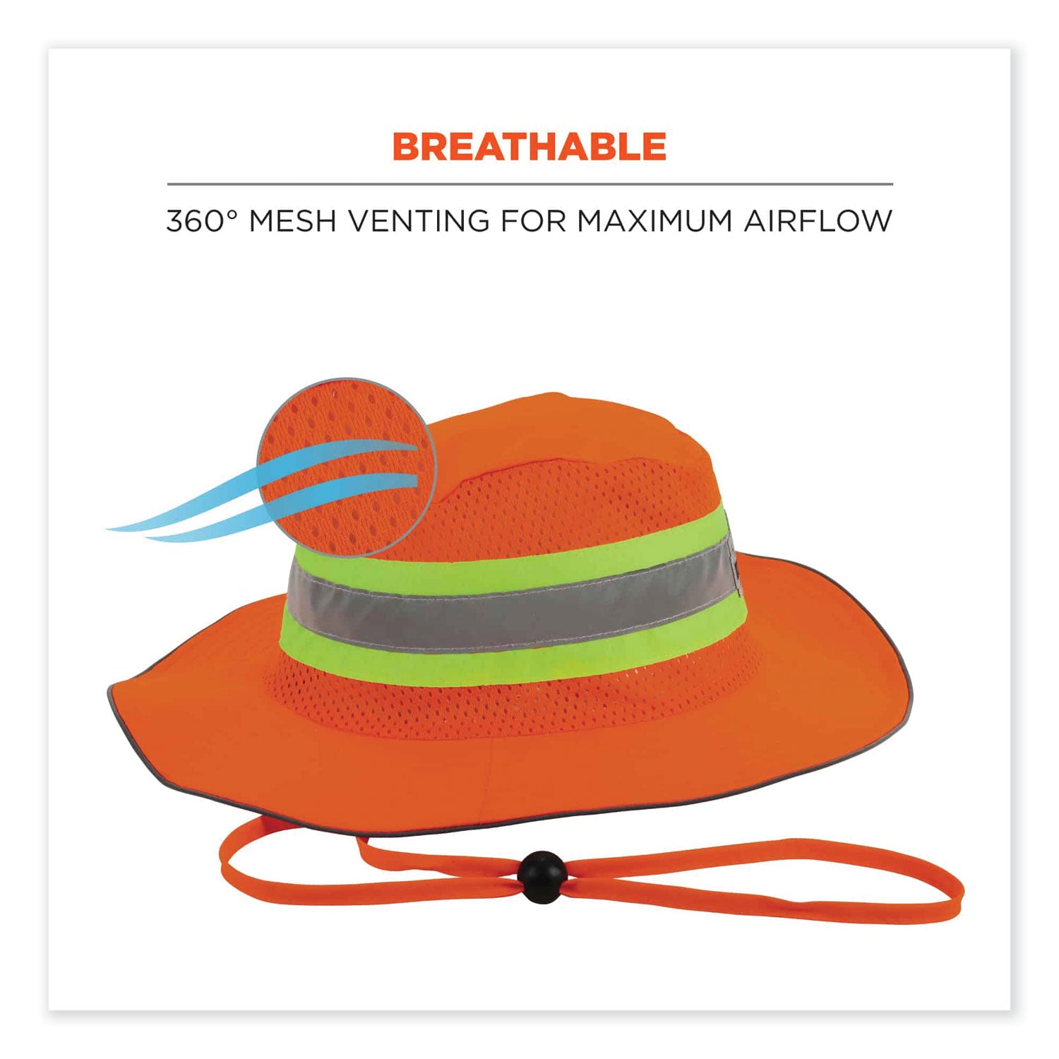 ergodyne® GloWear 8935 Hi-Vis Ranger Sun Hat, Polyester, Large/X-Large, Orange
