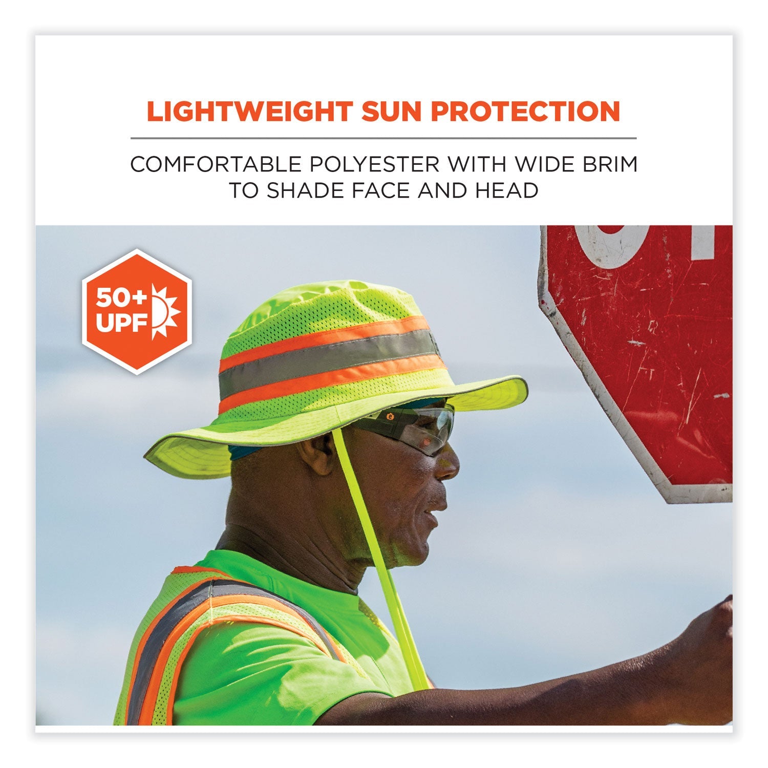 ergodyne® GloWear 8935 Hi-Vis Ranger Sun Hat, Polyester, Large/X-Large, Lime