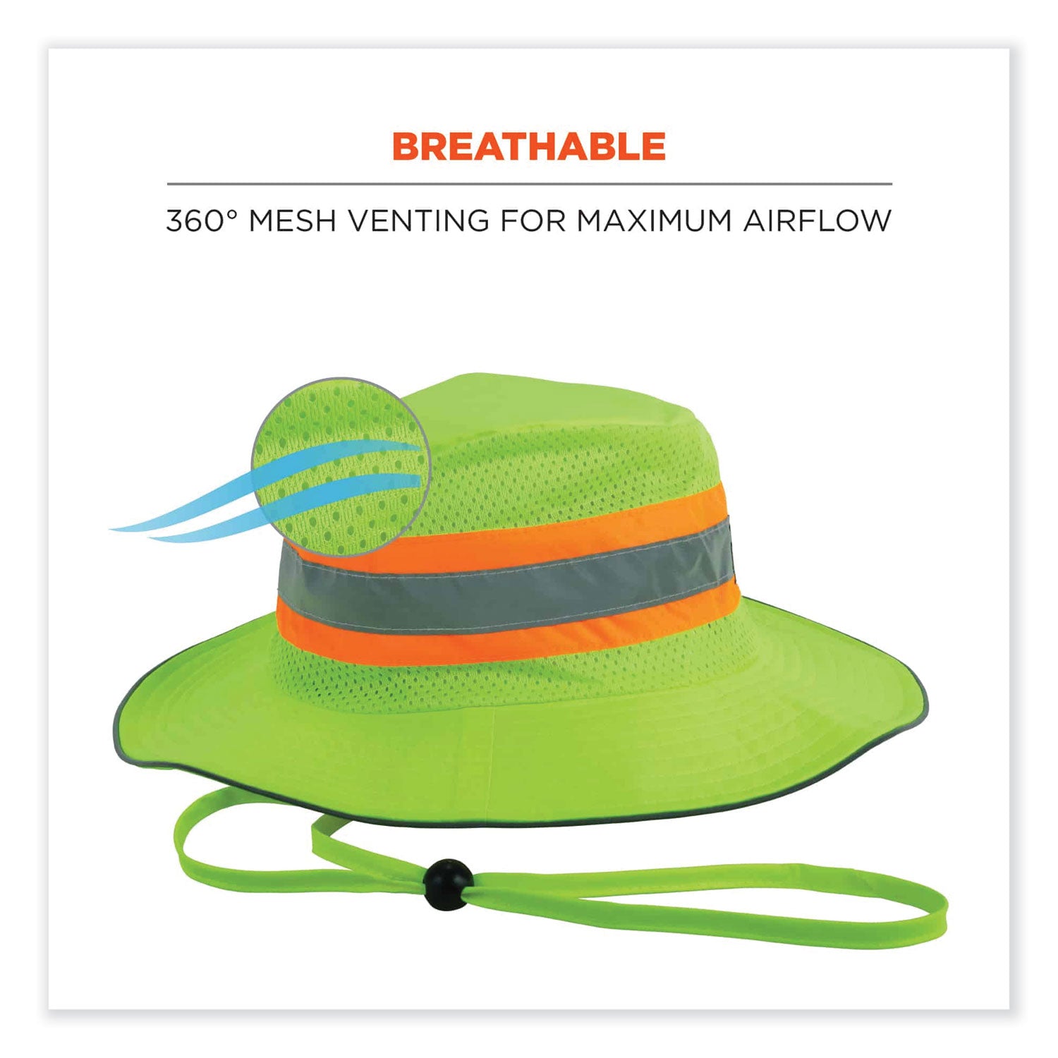 ergodyne® GloWear 8935 Hi-Vis Ranger Sun Hat, Polyester, Large/X-Large, Lime