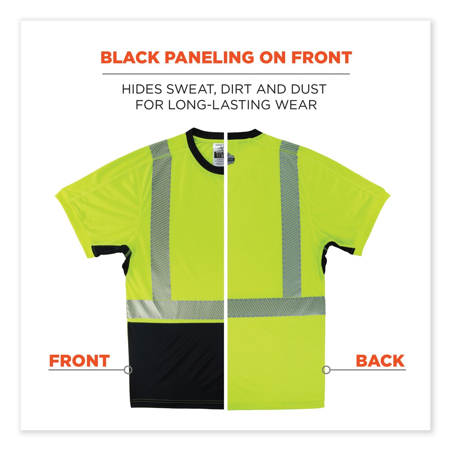 ergodyne® GloWear 8283BK Class 2 Lightweight Performance Hi-Vis T-Shirt, Polyester, Medium, Lime