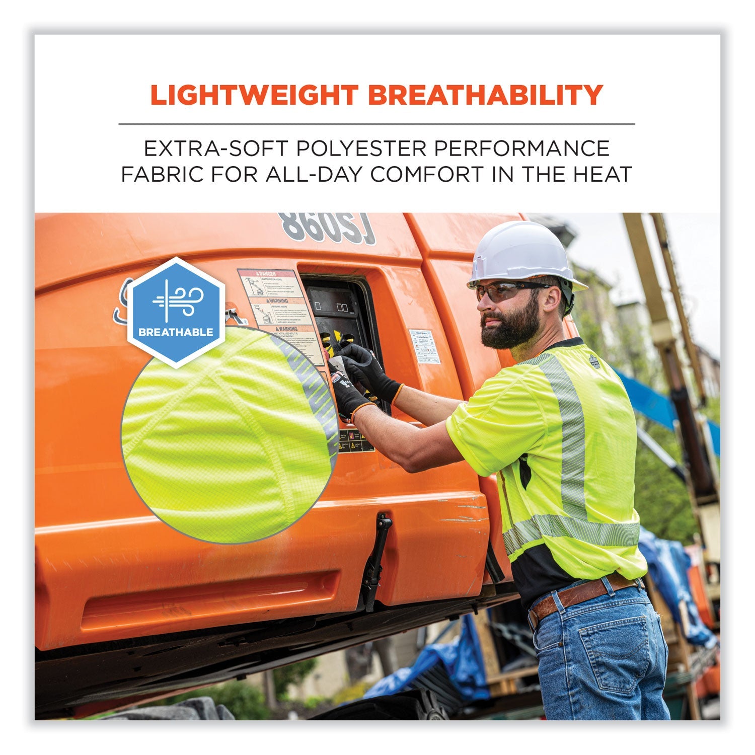 ergodyne® GloWear 8283BK Class 2 Lightweight Performance Hi-Vis T-Shirt, Polyester, 5X-Large, Lime