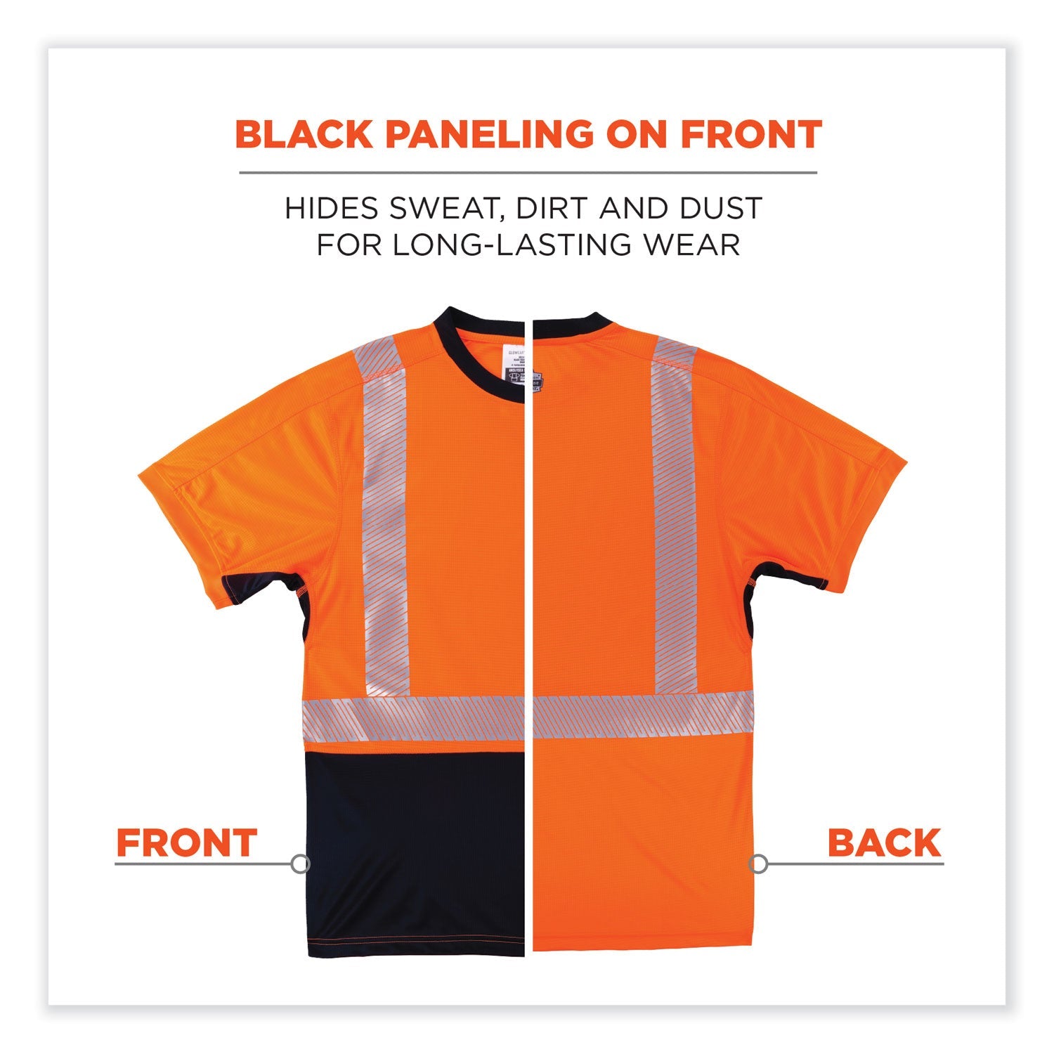 ergodyne® GloWear 8283BK Class 2 Lightweight Performance Hi-Vis T-Shirt, Polyester, 2X-Large, Orange