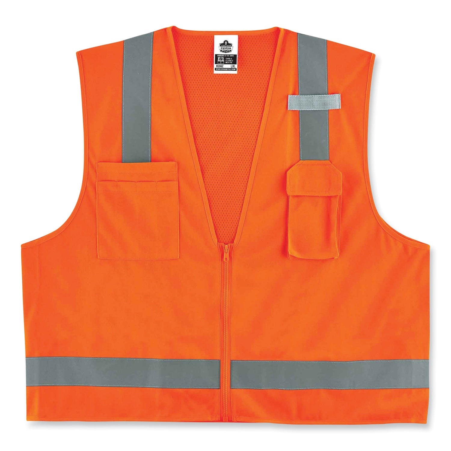 ergodyne® GloWear 8249Z Class 2 Economy Surveyors Zipper Vest, Polyester, X-Small, Orange