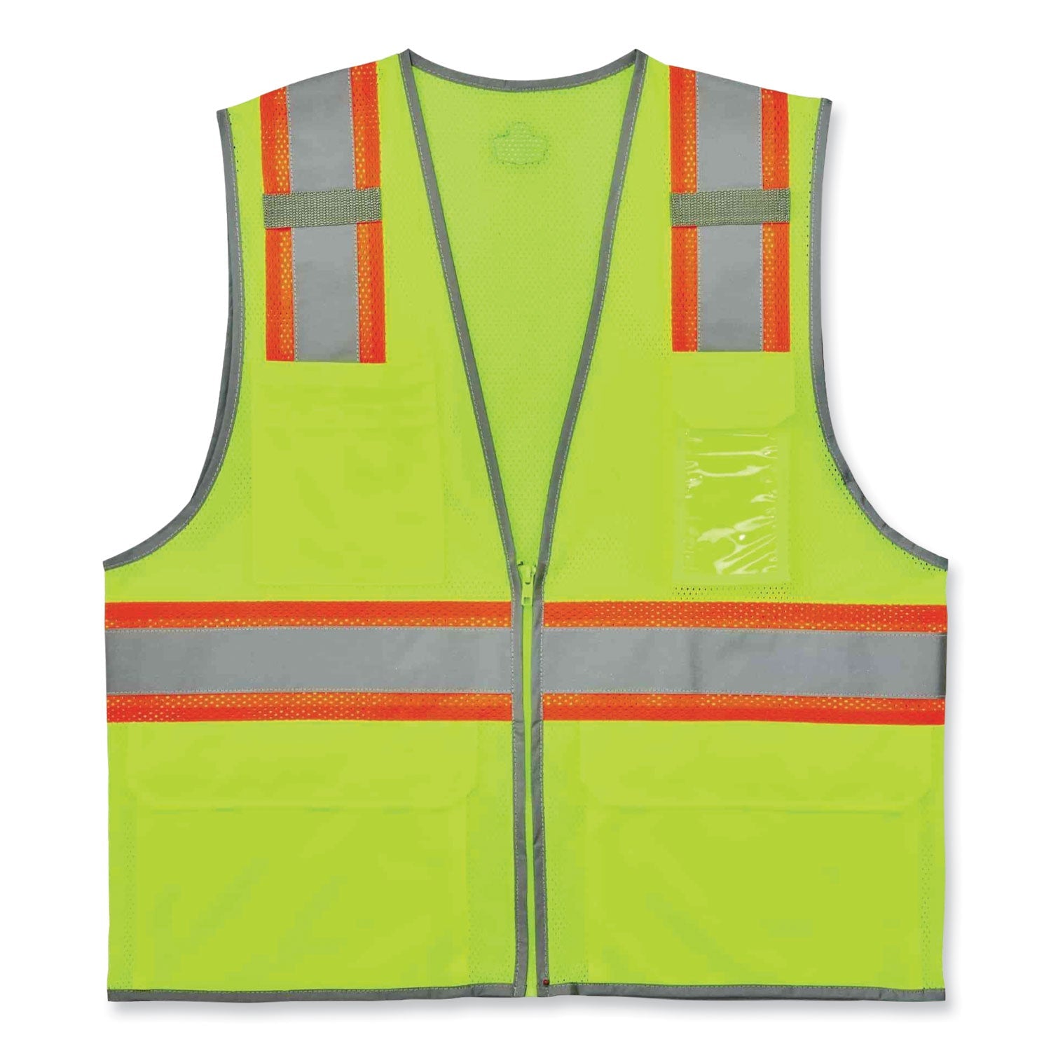 ergodyne® GloWear 8246Z Class 2 Two-Tone Mesh Reflective Binding Zipper Vest, Polyester, Small/Medium, Lime