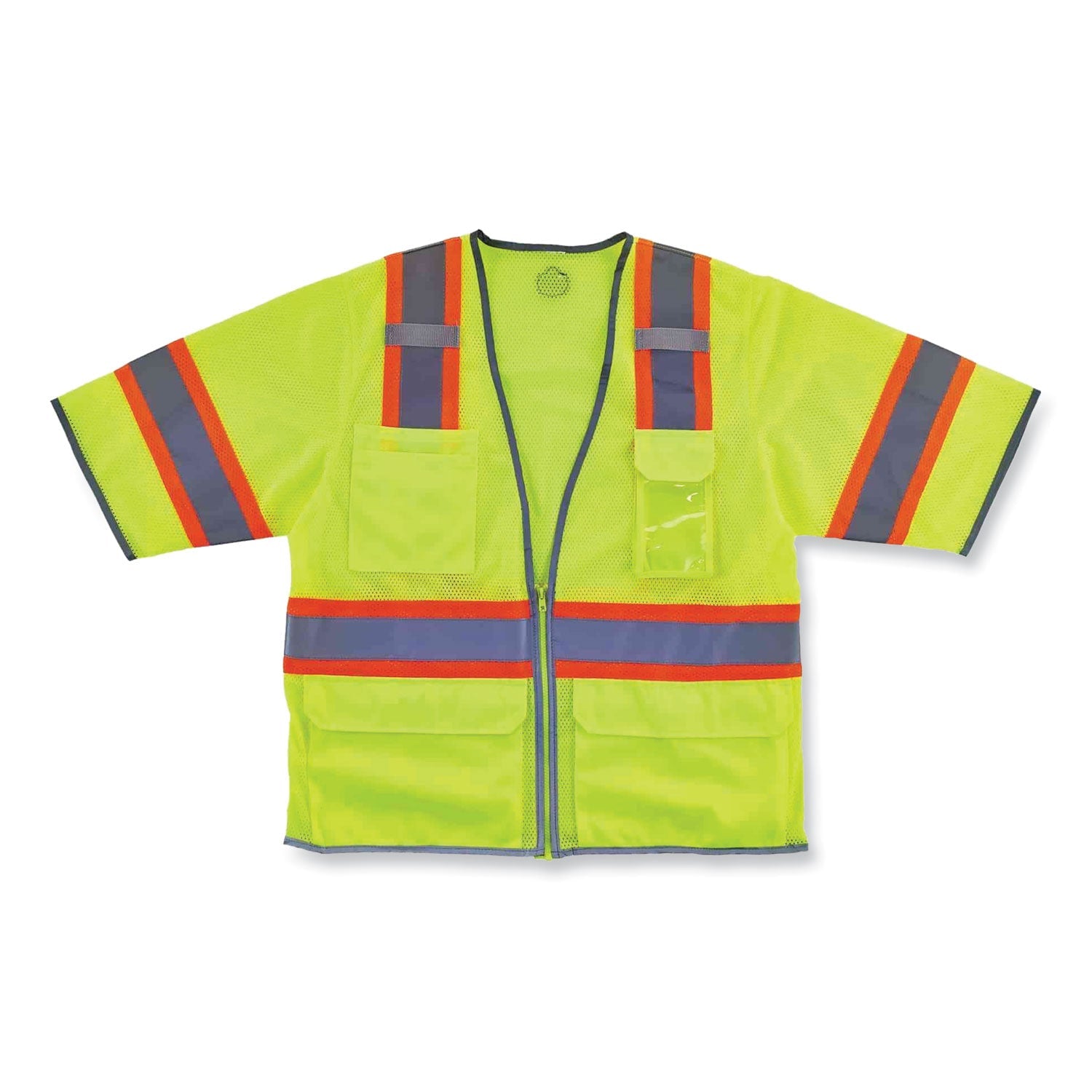 ergodyne® GloWear 8346Z Class 3 Two-Tone Hi-Vis Surveyor Zipper Vest, Large/X-Large, Lime