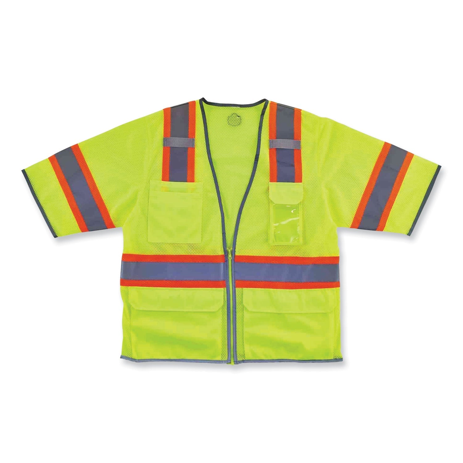 ergodyne® GloWear 8346Z Class 3 Two-Tone Hi-Vis Surveyor Zipper Vest, 4X-Large/5X-Large, Lime