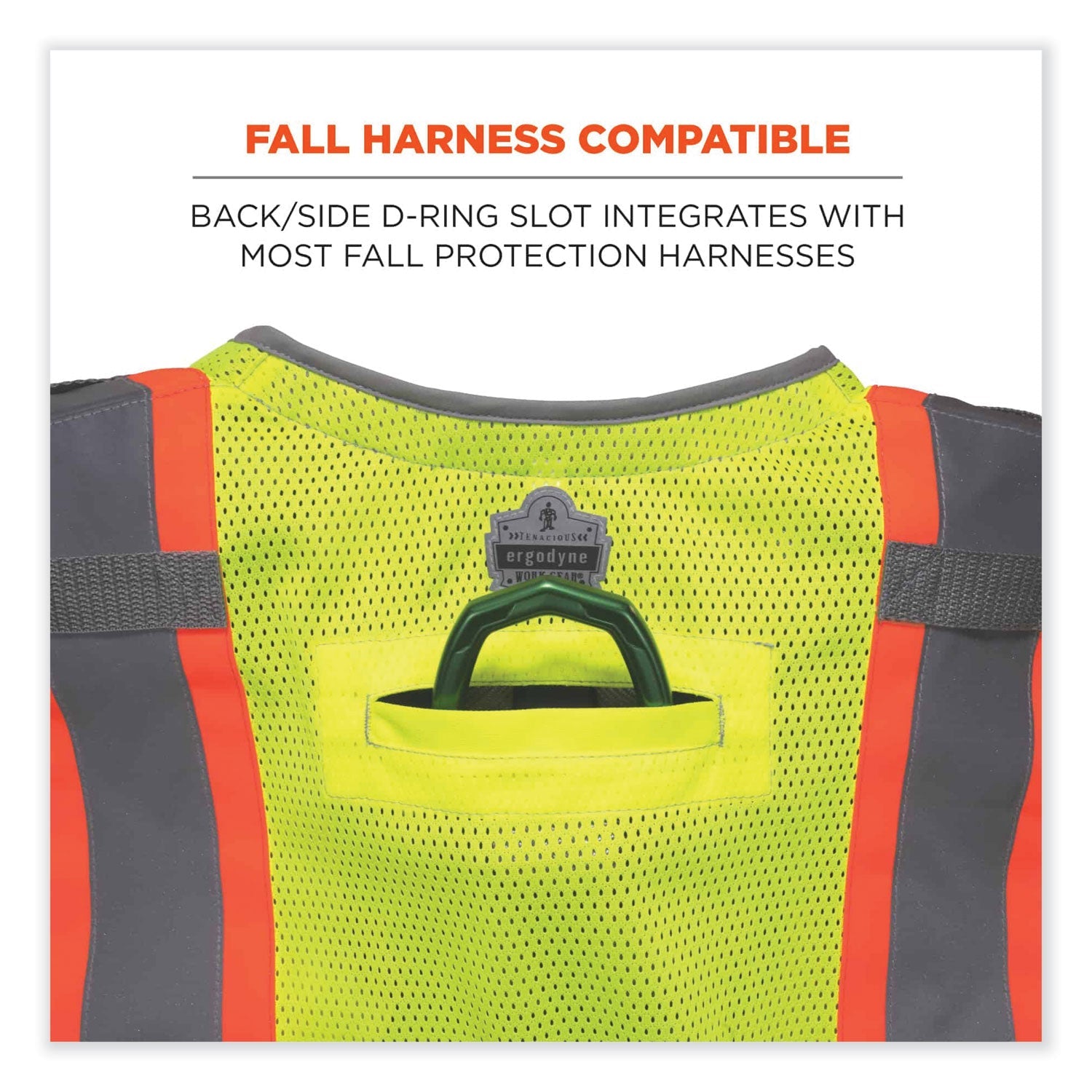 ergodyne® GloWear 8231TV Class 2 Hi-Vis Tool Tethering Safety Vest, Polyester, Small/Medium, Lime