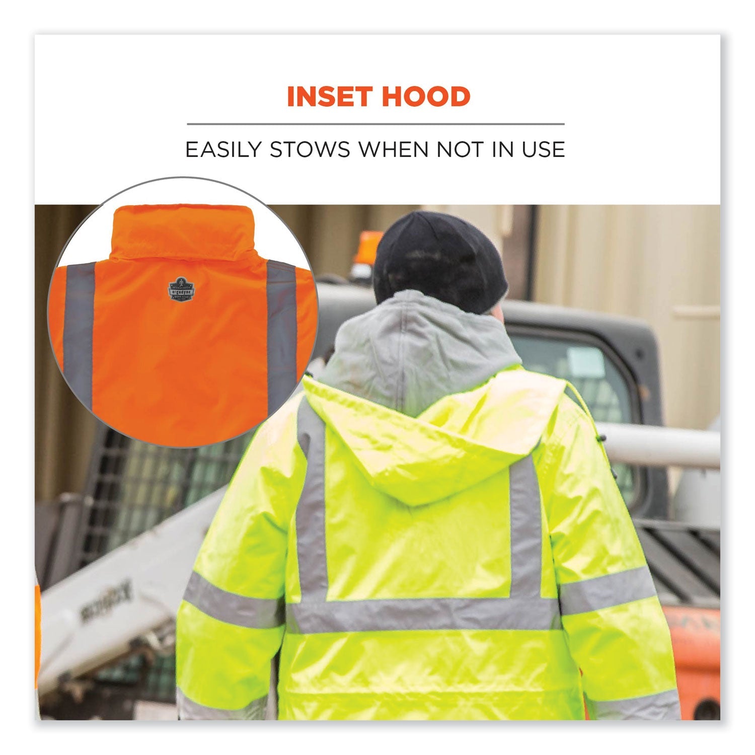 ergodyne® GloWear 8365 Class 3 Hi-Vis Rain Jacket, Polyester, 3X-Large, Orange