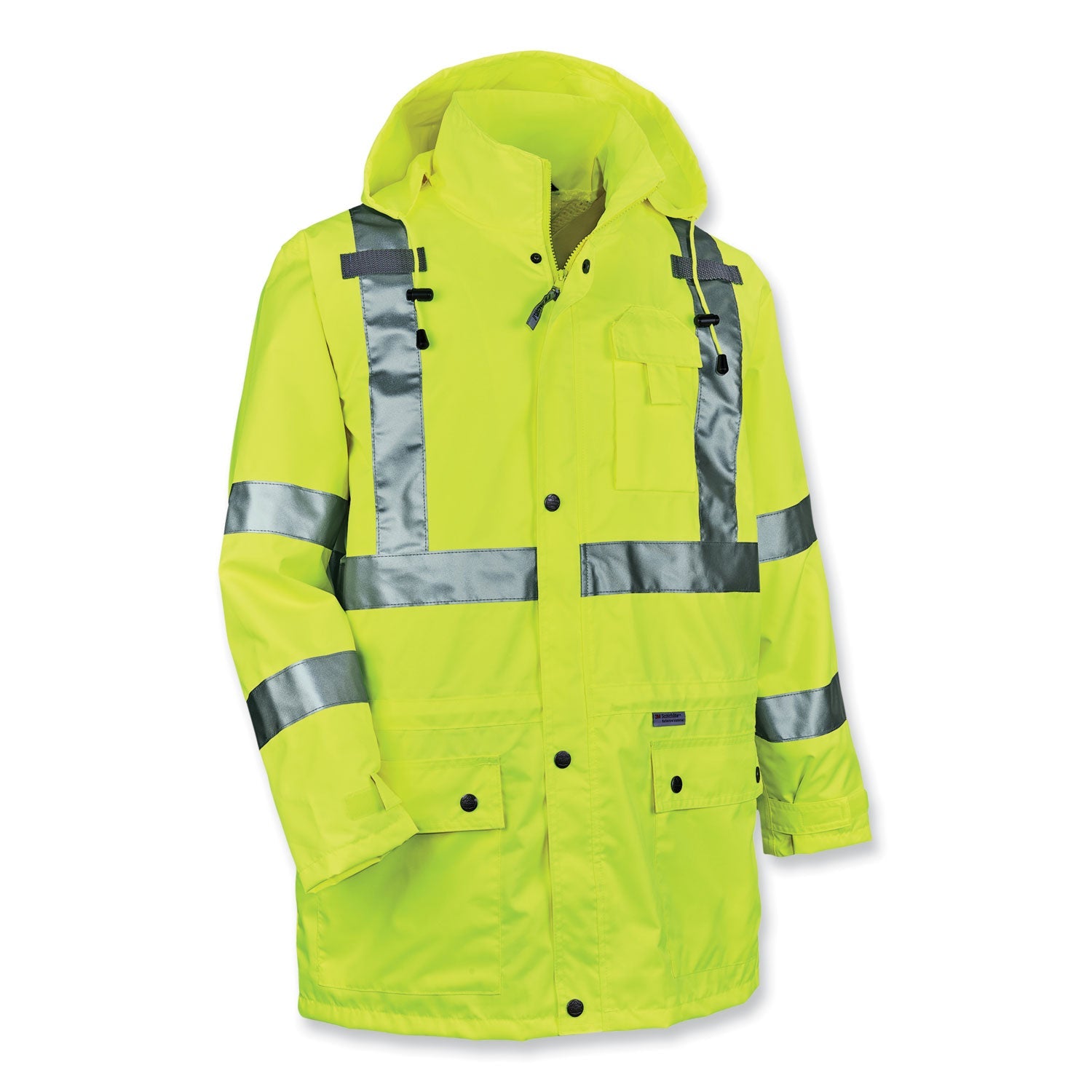ergodyne® GloWear 8365 Class 3 Hi-Vis Rain Jacket, Polyester, 3X-Large, Lime