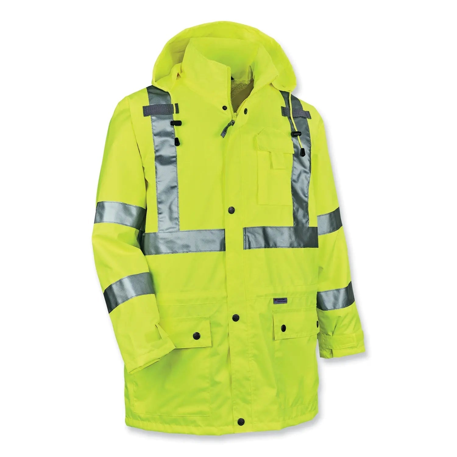ergodyne® GloWear 8365 Class 3 Hi-Vis Rain Jacket, Polyester, 5X-Large, Lime