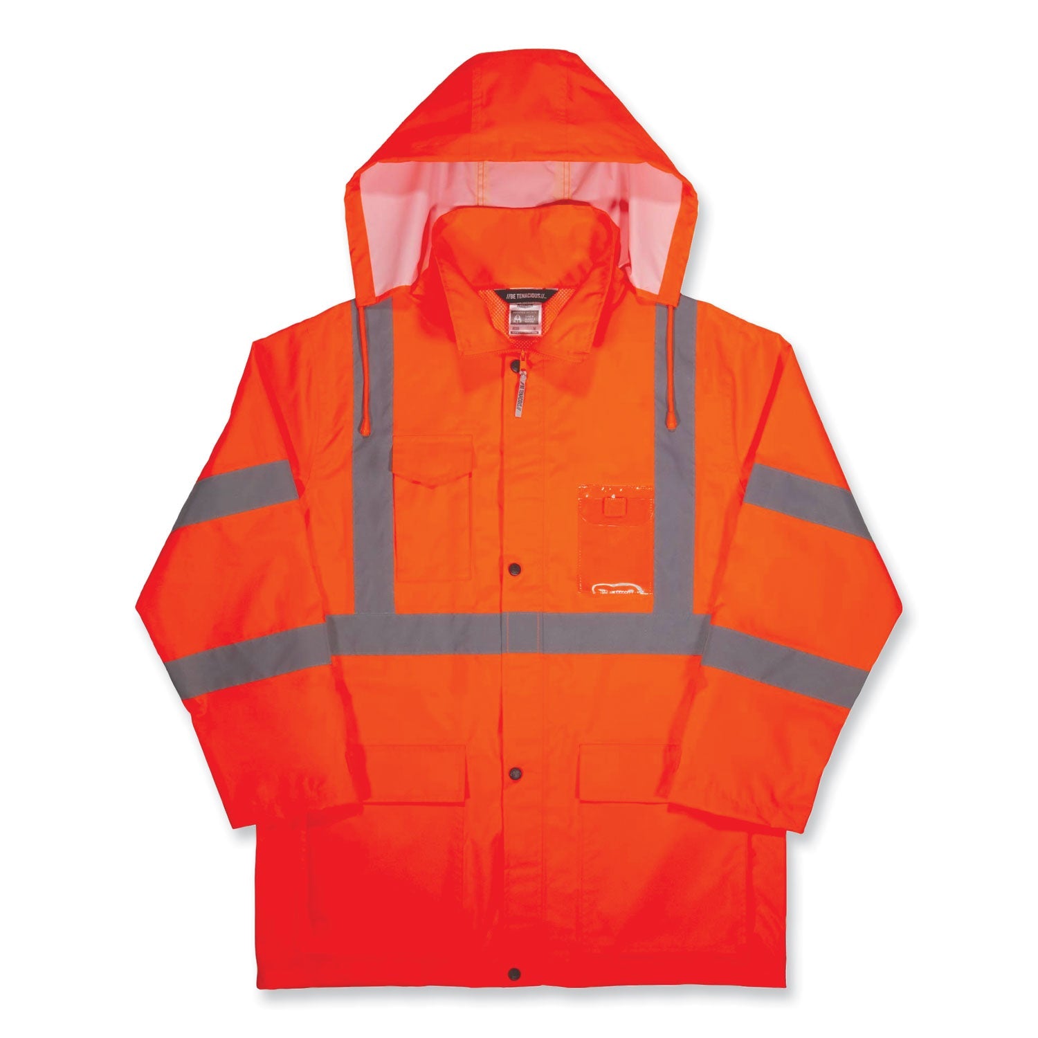 ergodyne® GloWear 8366 Class 3 Lightweight Hi-Vis Rain Jacket, Polyester, Medium, Orange