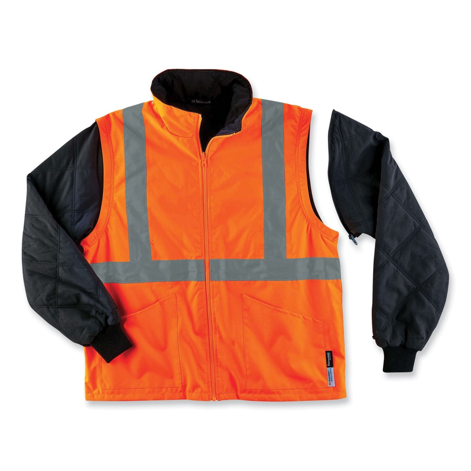 ergodyne® GloWear 8385 Class 3 Hi-Vis 4-in-1 Jacket, Large, Orange
