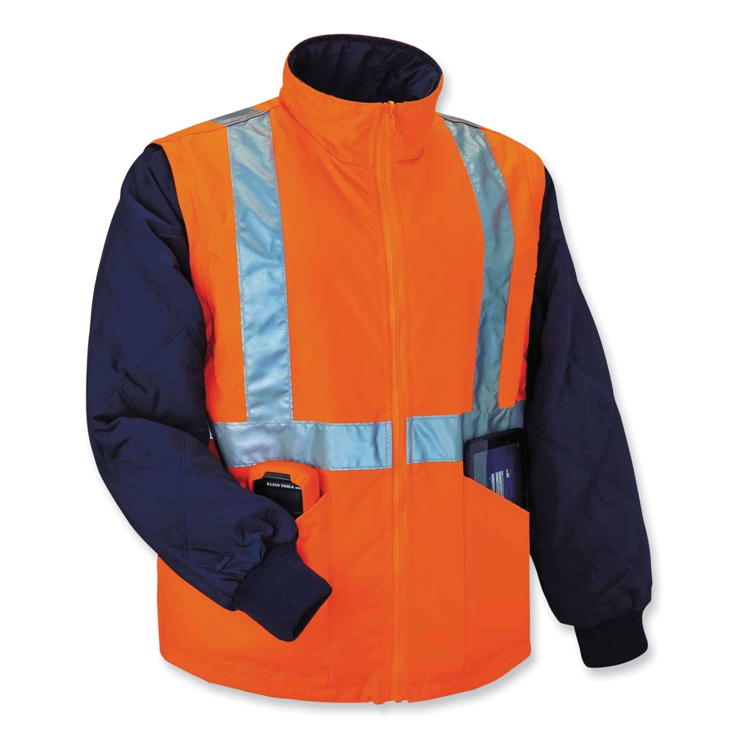 ergodyne® GloWear 8385 Class 3 Hi-Vis 4-in-1 Jacket, Large, Orange