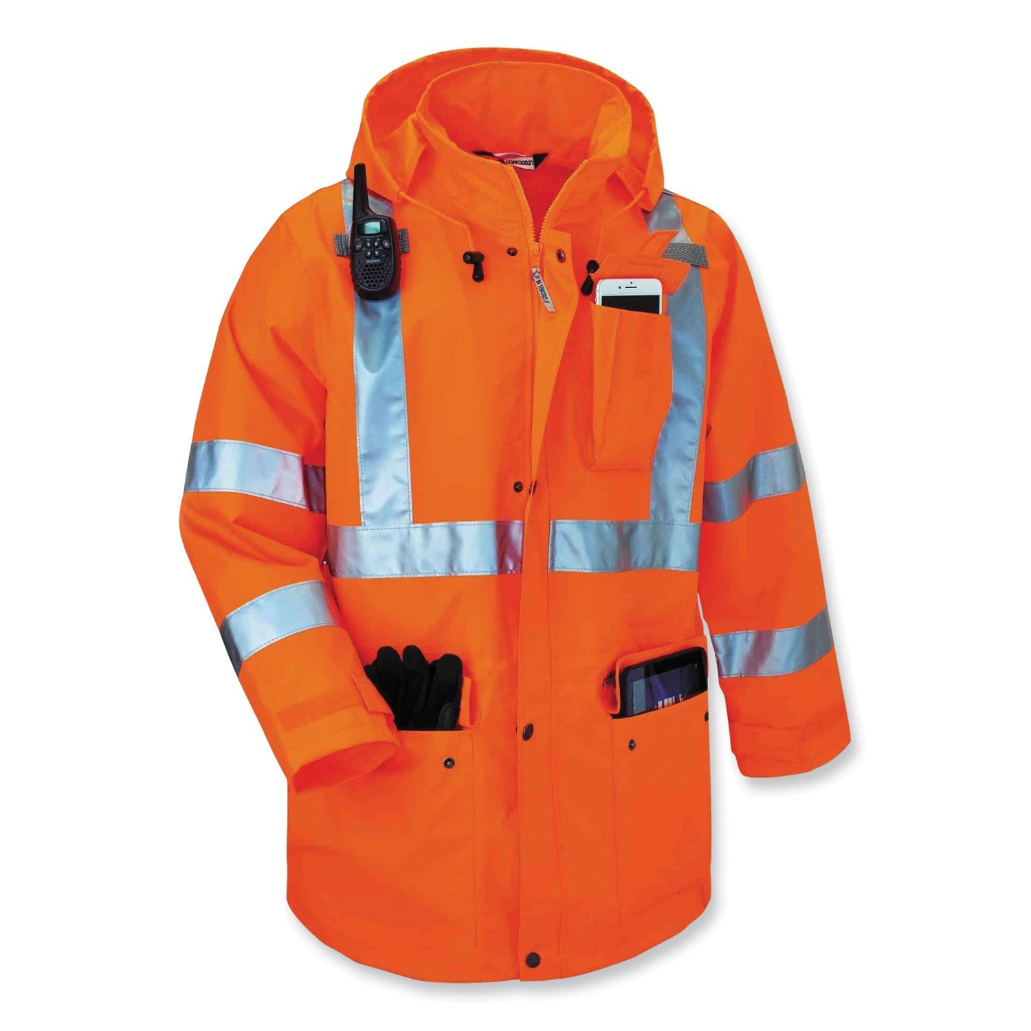 ergodyne® GloWear 8385 Class 3 Hi-Vis 4-in-1 Jacket, 2X-Large, Orange