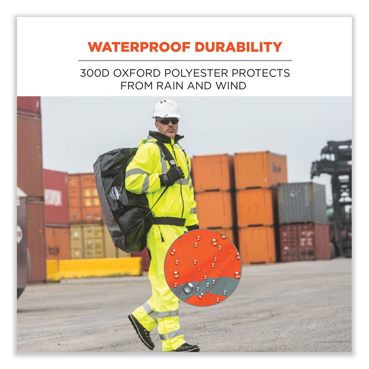 ergodyne® GloWear 8915 Class E Hi-Vis Rain Pants, Medium, Orange