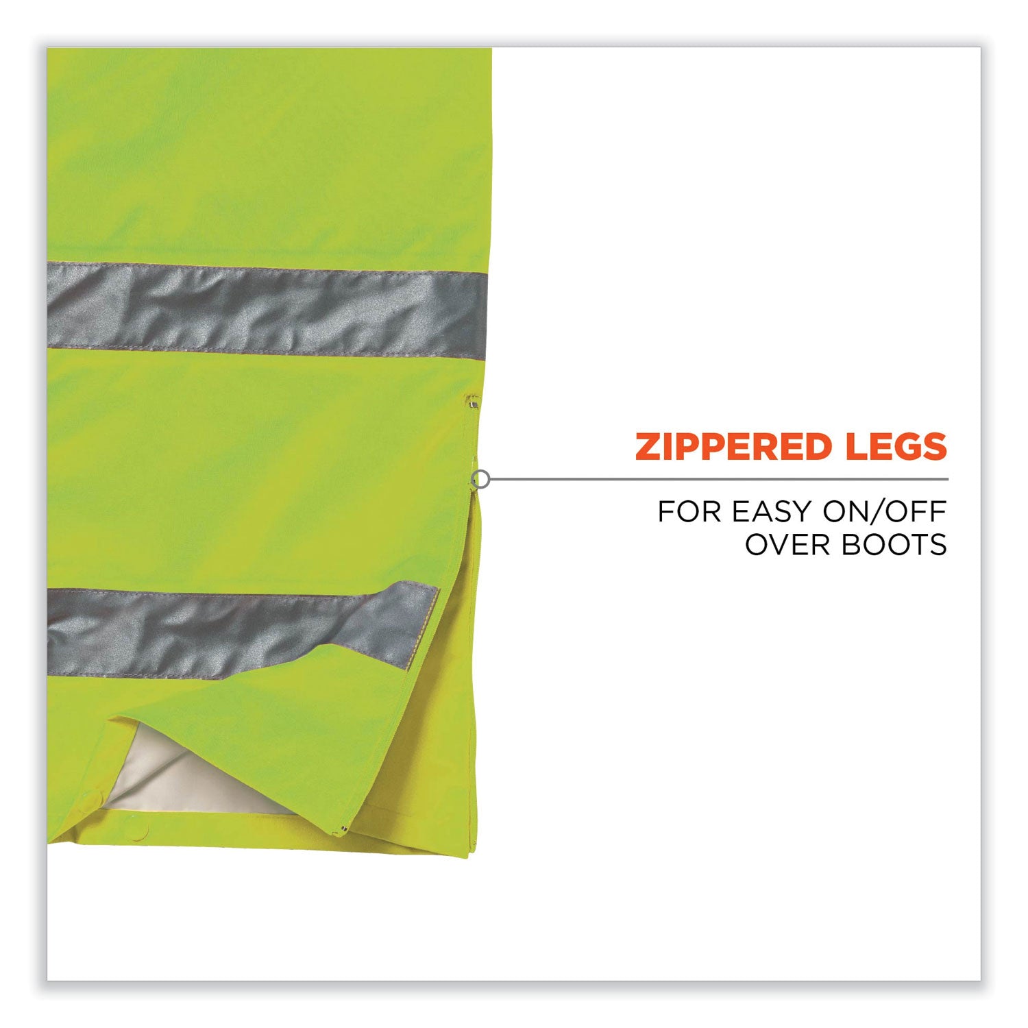 ergodyne® GloWear 8915 Class E Hi-Vis Rain Pants, Medium, Lime