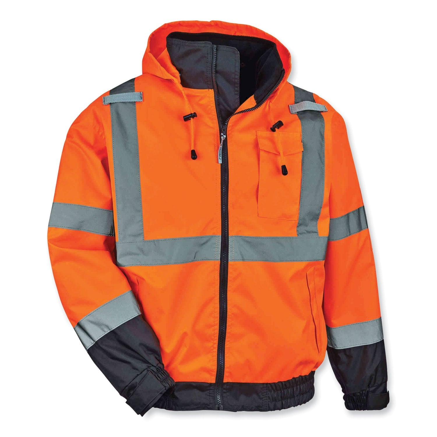 ergodyne® GloWear 8379 Class 3 Hi-Vis Fleece Lined Bomber Jacket, Orange, 4X-Large