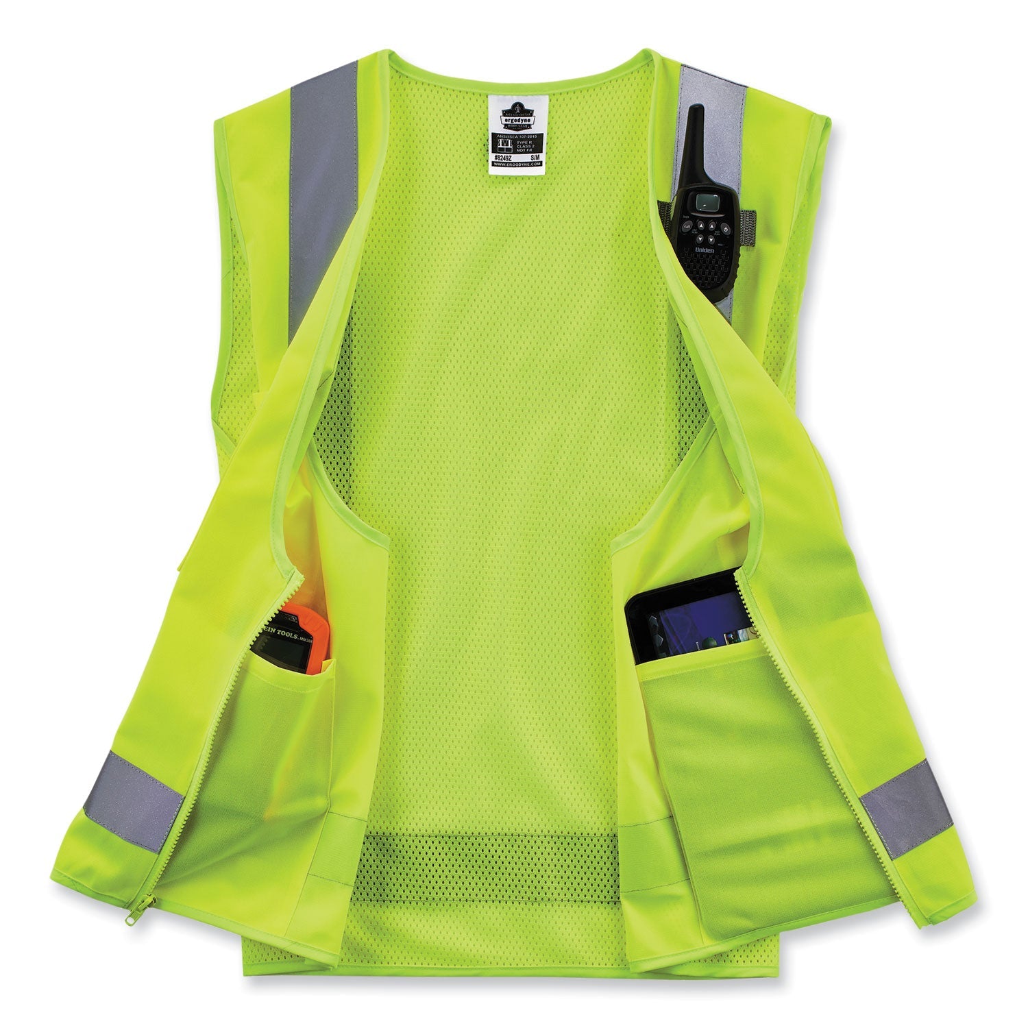 ergodyne® GloWear 8249Z-S Single Size Class 2 Economy Surveyors Zipper Vest, Polyester, 5X-Large, Lime