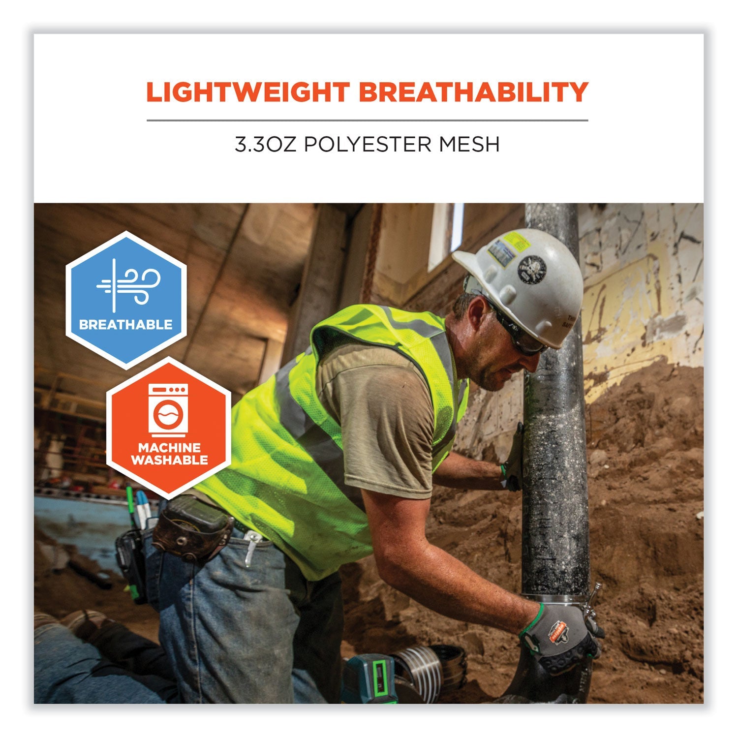ergodyne® GloWear 8210HL-S Single Size Class 2 Economy Mesh Vest, Polyester, Small, Lime