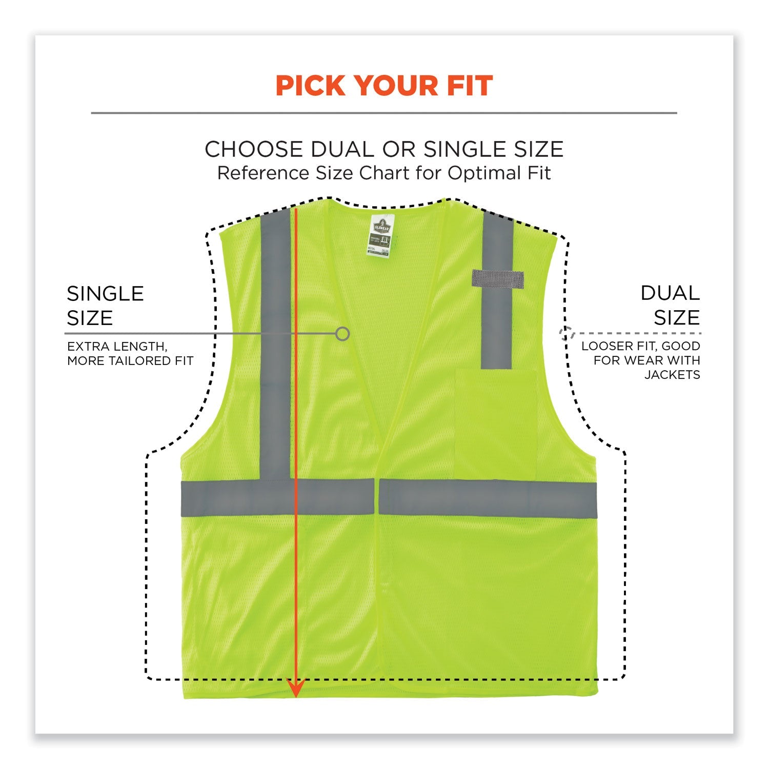 ergodyne® GloWear 8210HL-S Single Size Class 2 Economy Mesh Vest, Polyester, 5X-Large, Lime