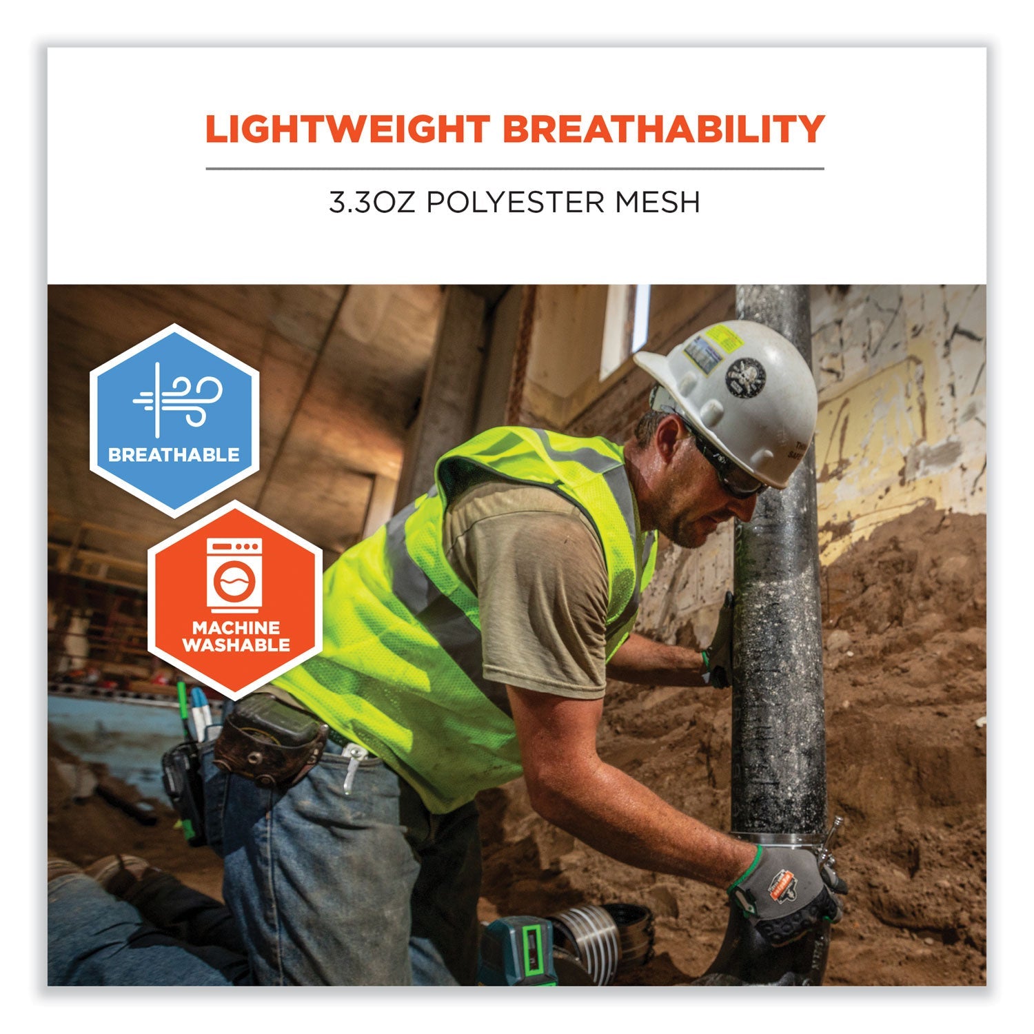 ergodyne® GloWear 8210HL-S Single Size Class 2 Economy Mesh Vest, Polyester, Small, Orange
