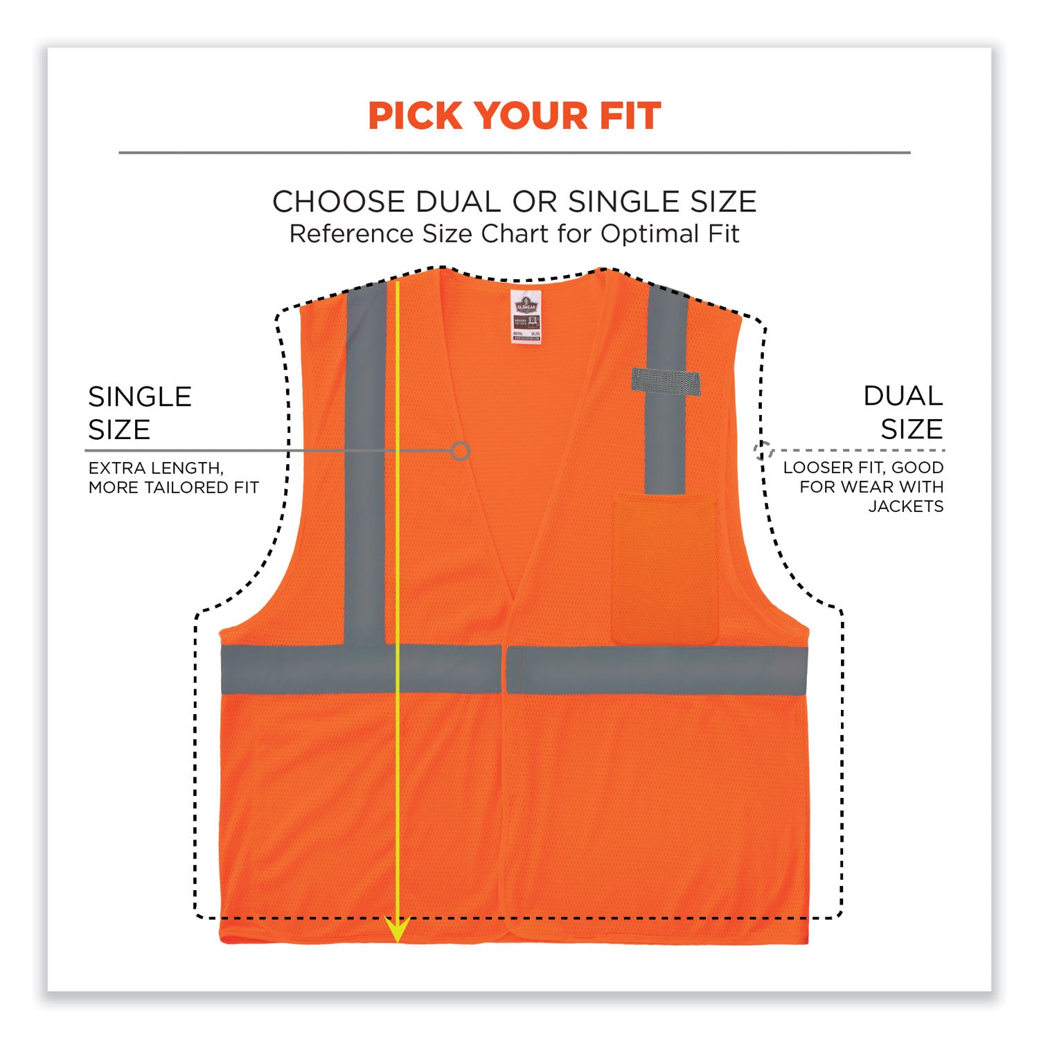 ergodyne® GloWear 8210HL-S Single Size Class 2 Economy Mesh Vest, Polyester, 4X-Large, Orange