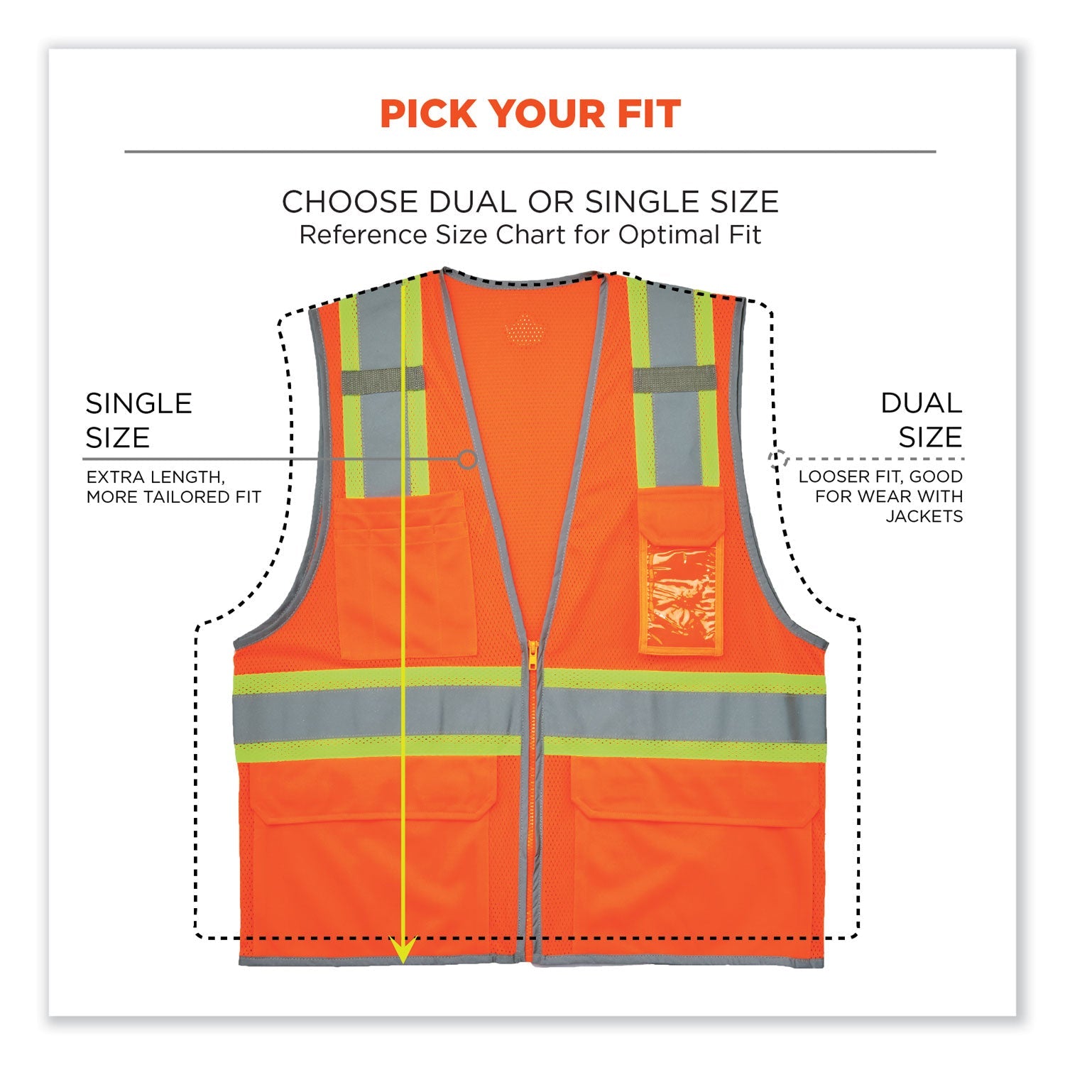 ergodyne® GloWear 8246Z-S Single Size Class 2 Two-Tone Mesh Vest, Polyester, Medium, Orange